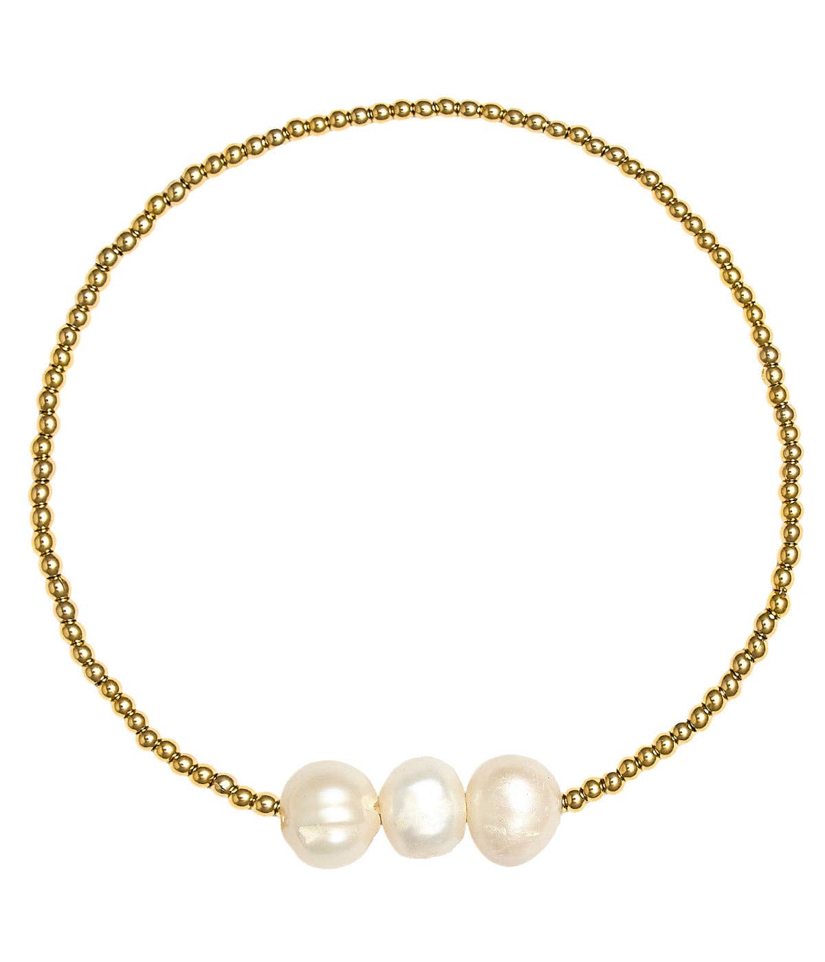Hadley Triple Pearl -  18k Gold Plated Beaded Bracelets - WS