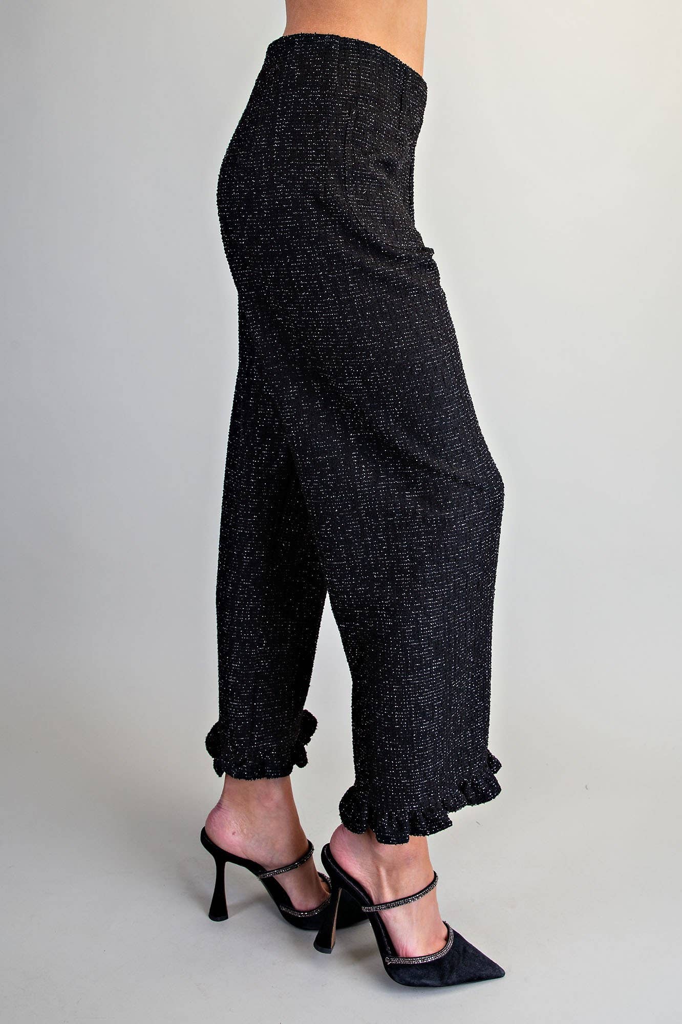 TWEED RUFFLE HEM PANTS