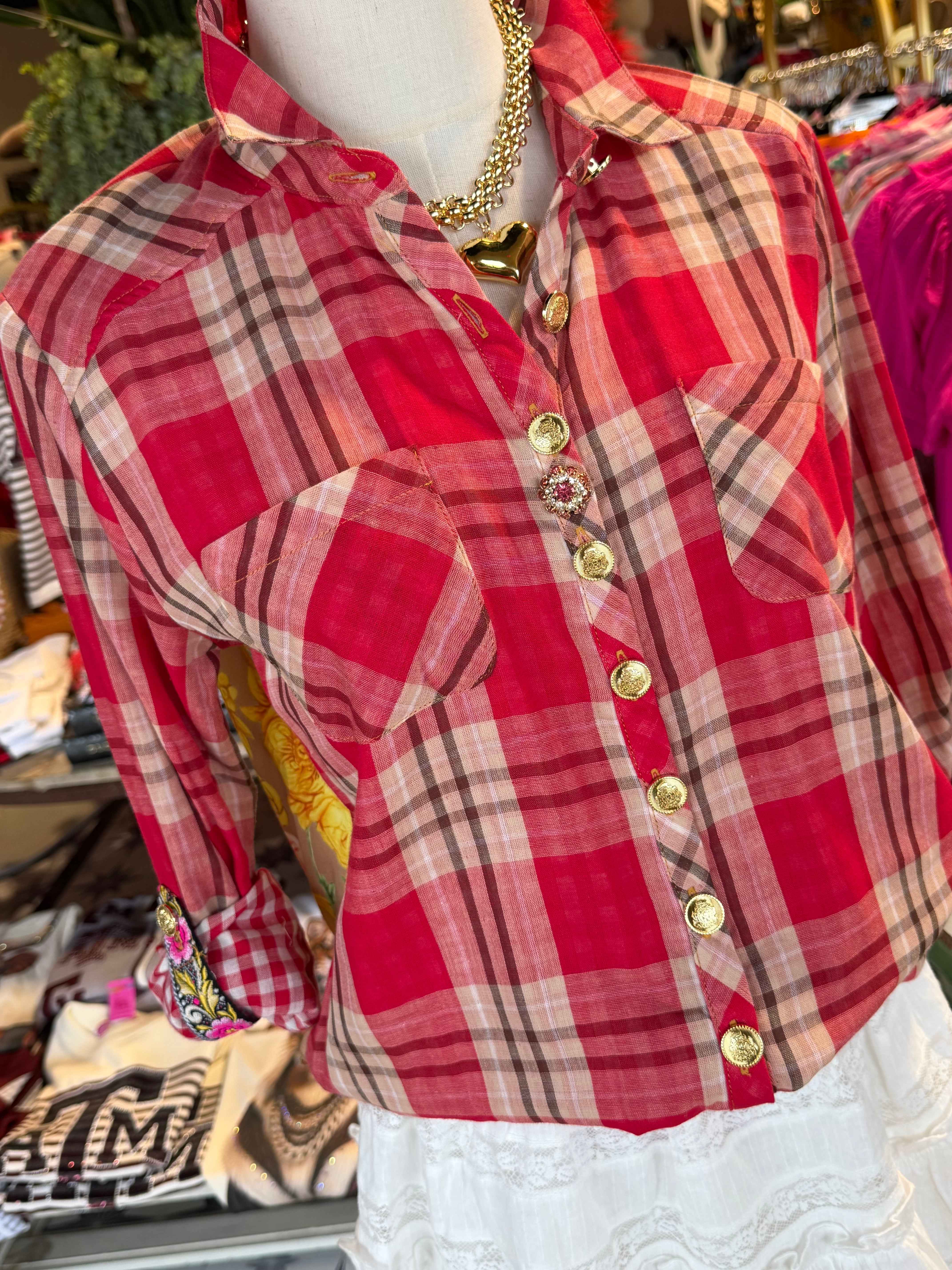 Western Babe Shirt -Plaid Horse Artistic
