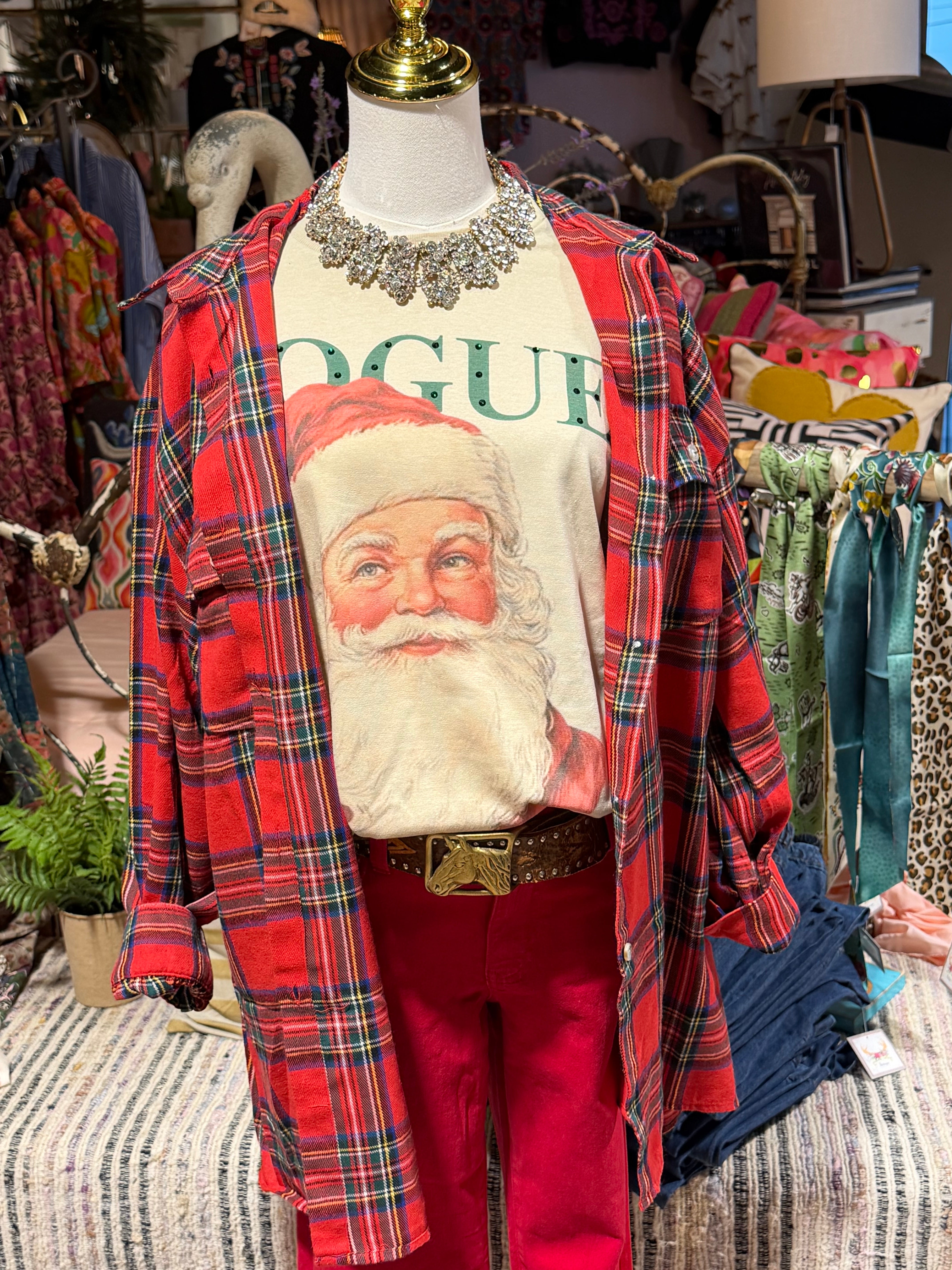 Tartan Plaid Boyfriend Button Up