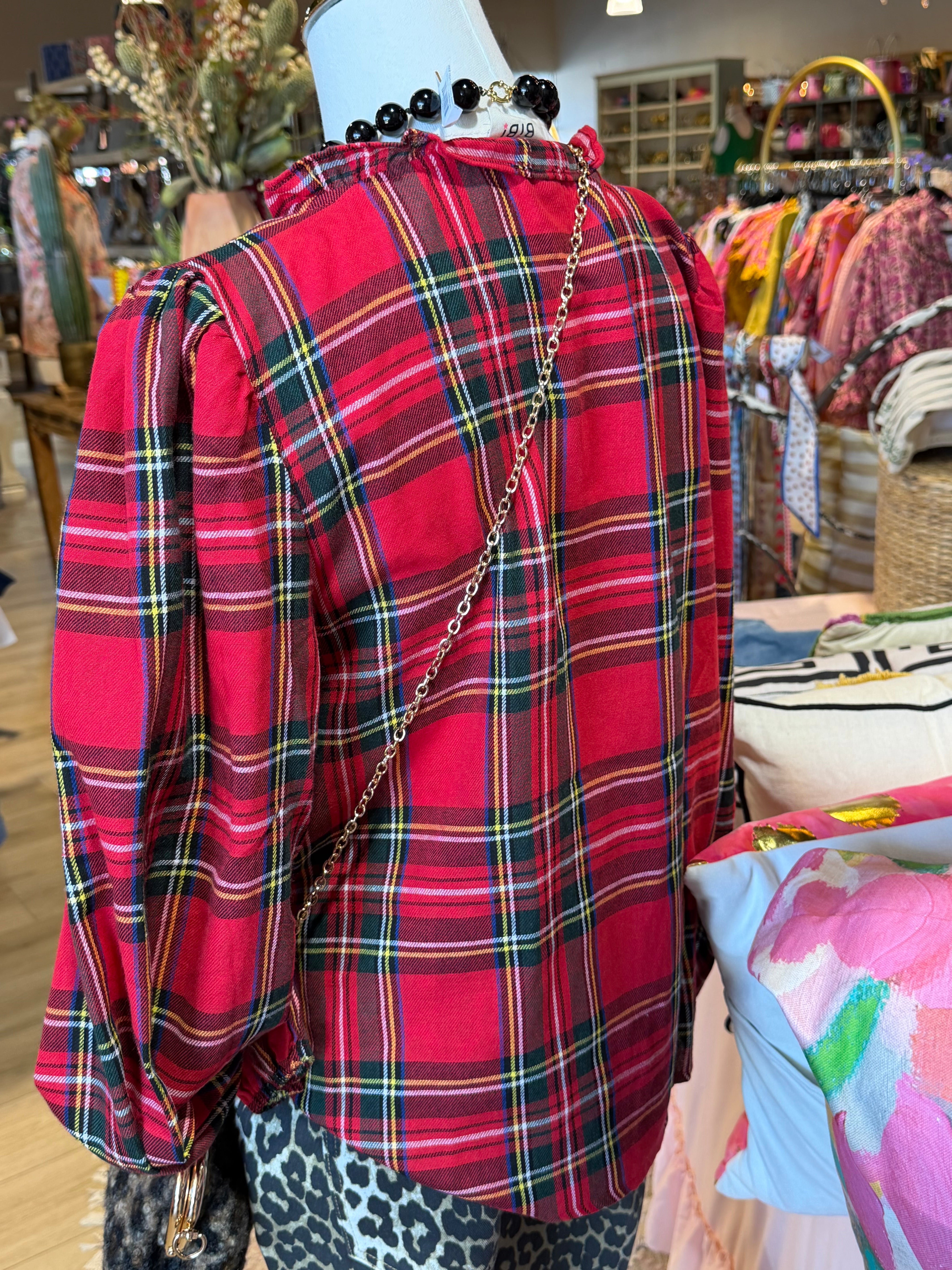 Festive Plaid Top