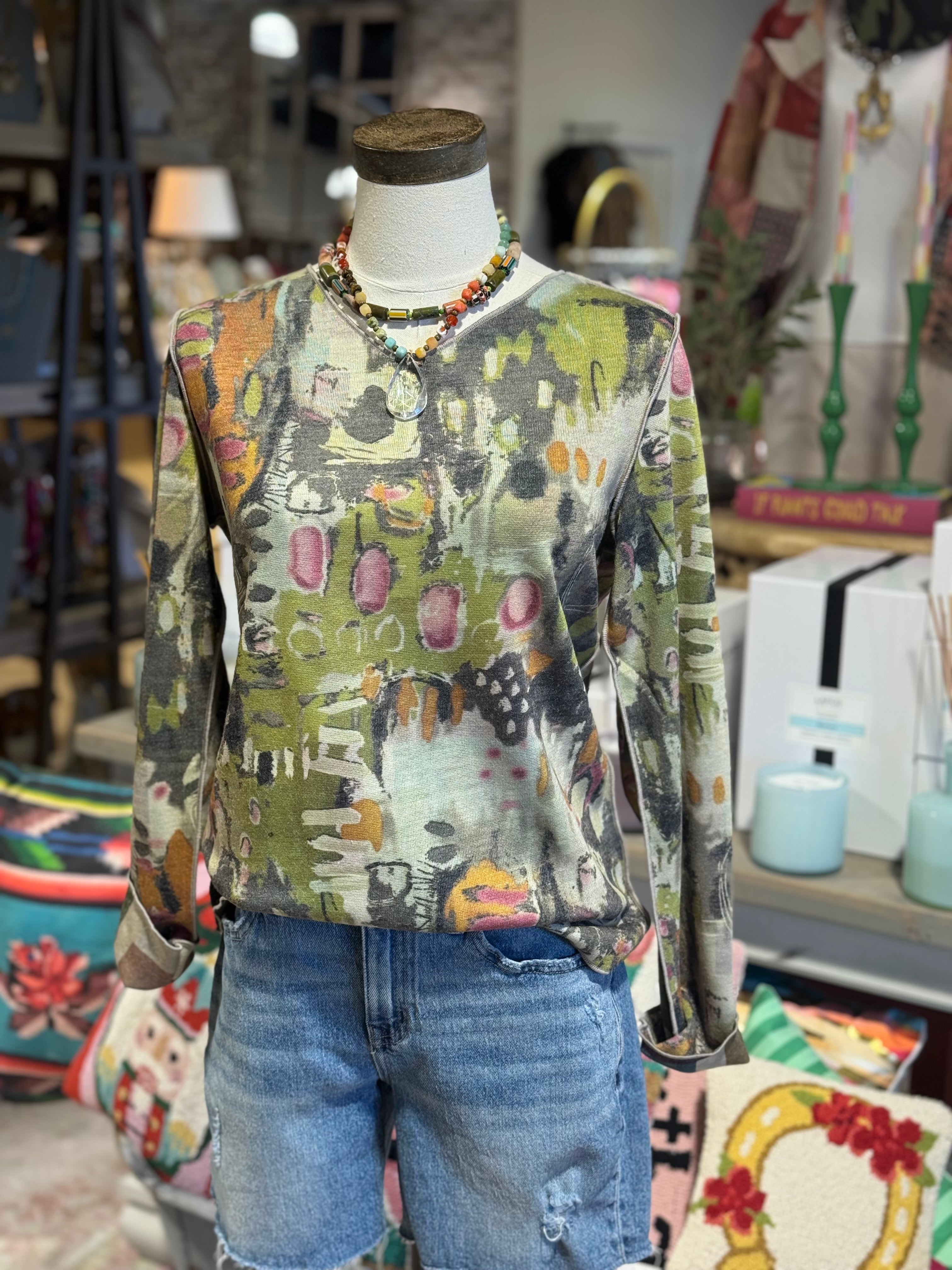 Abstract Printed Reversible Top