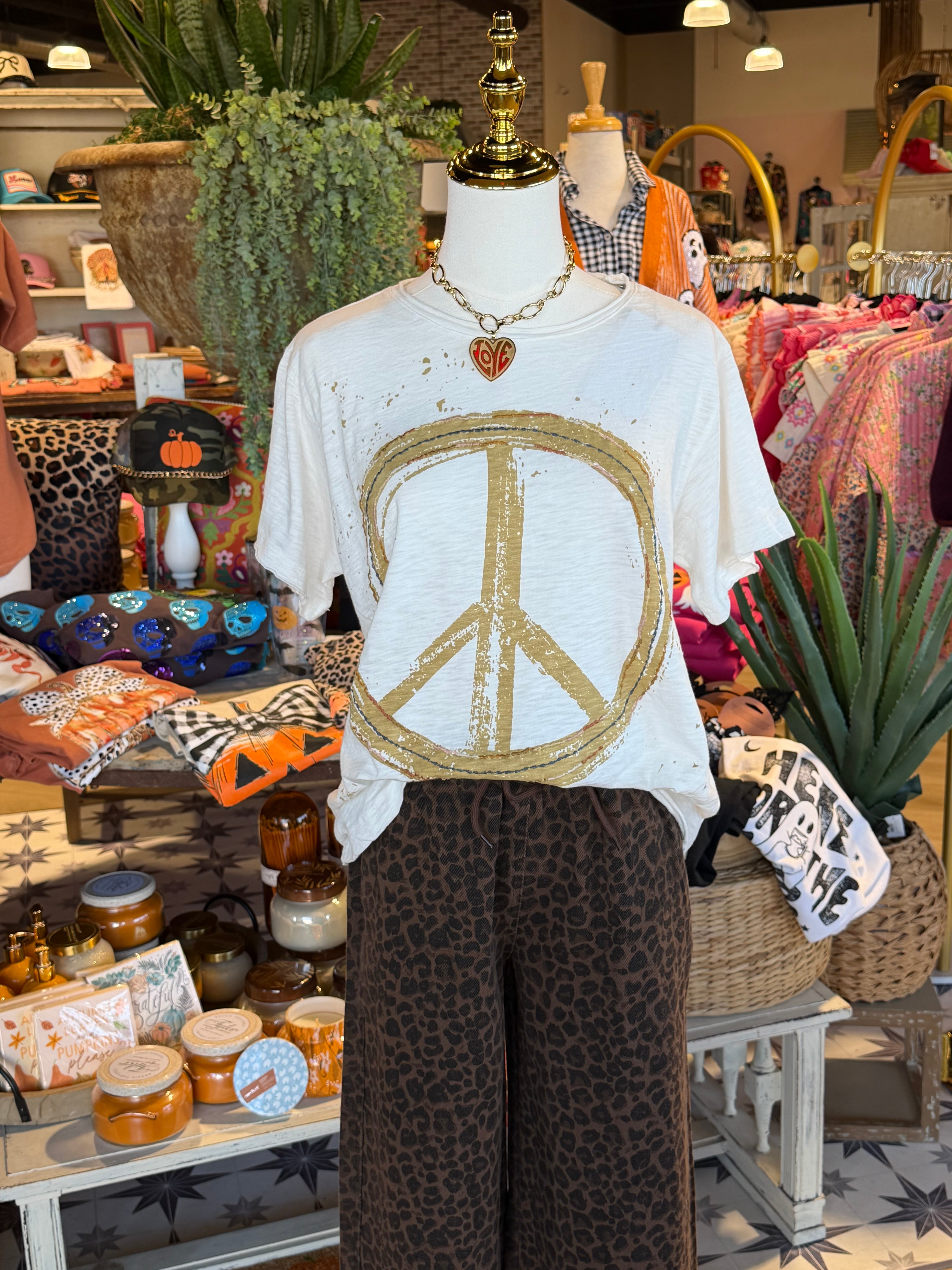 Leopard Denim Track Pants