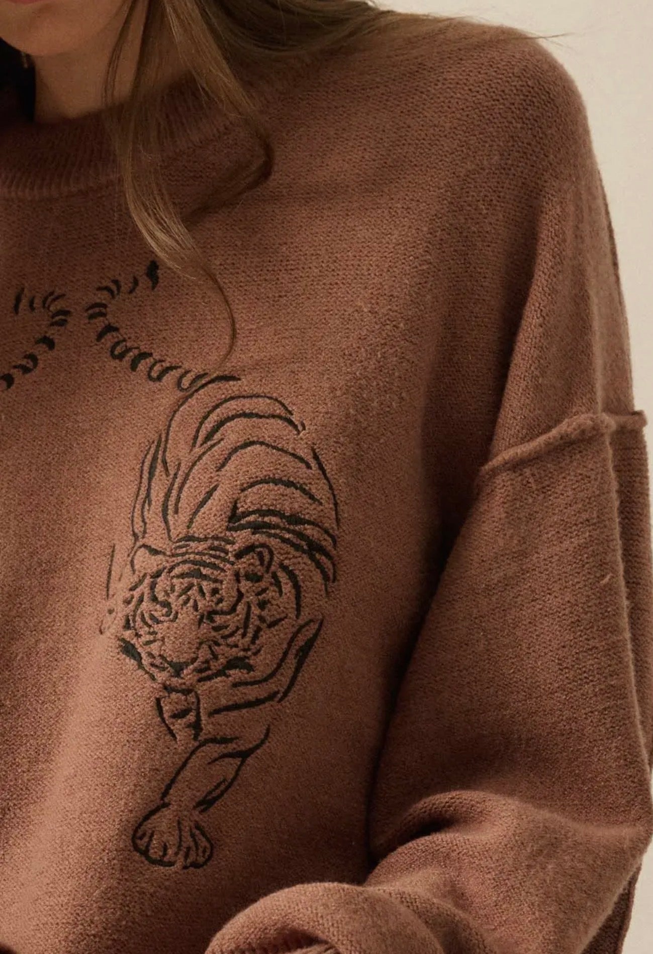 Mocha Embroidered Tiger