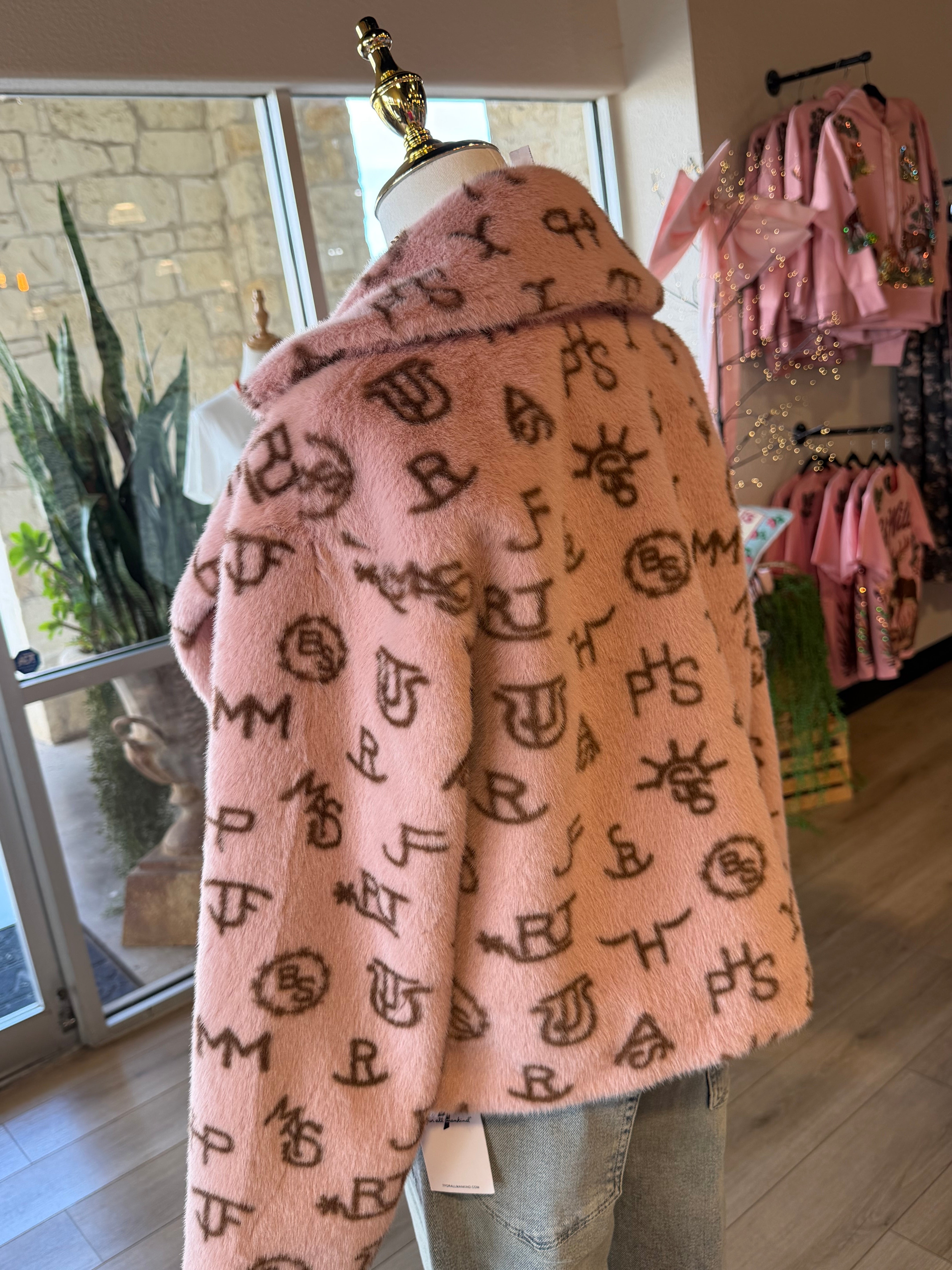 Branded Pink Fur Jacket
