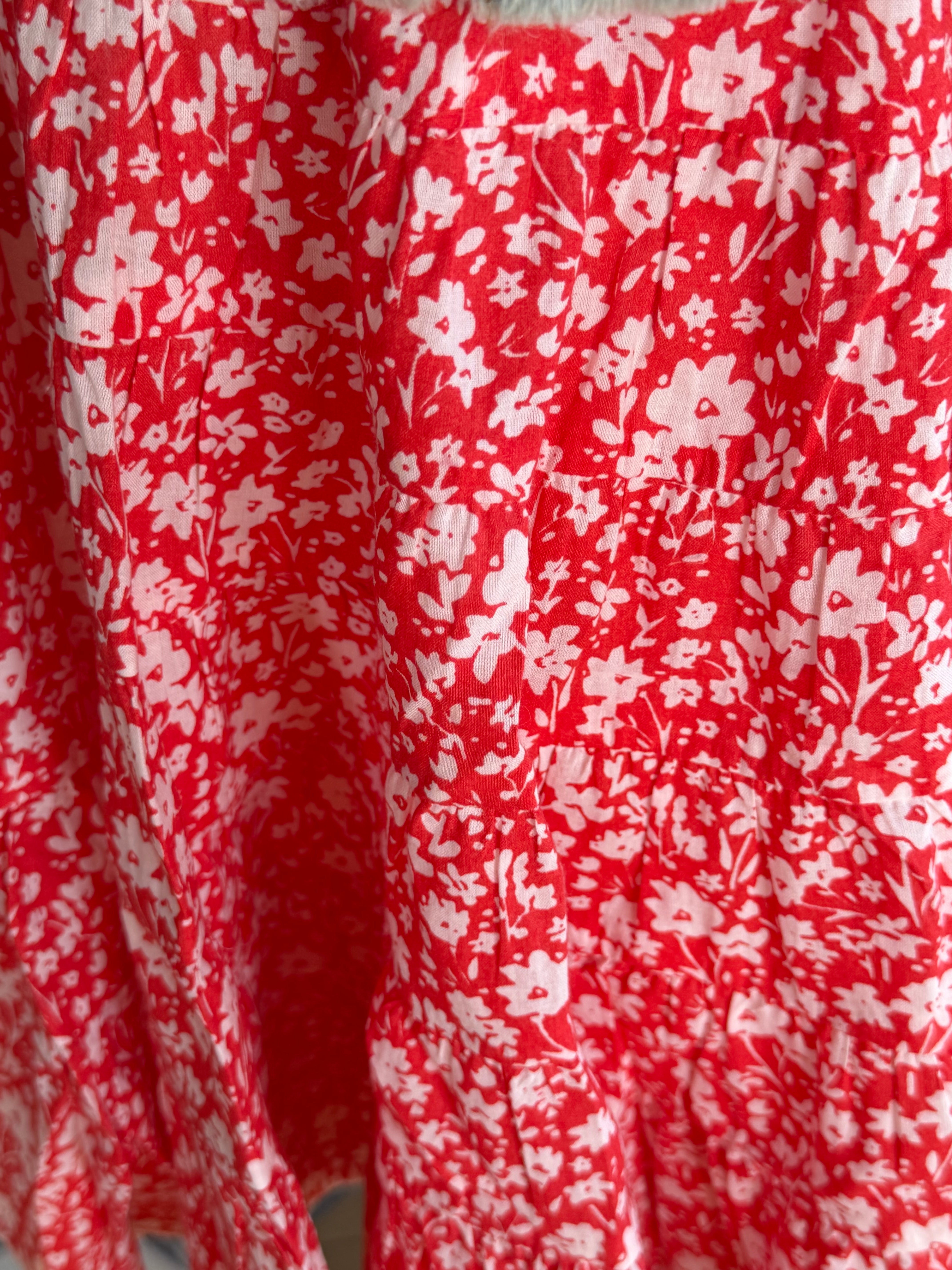 Multiple Tiered Skirt- Red