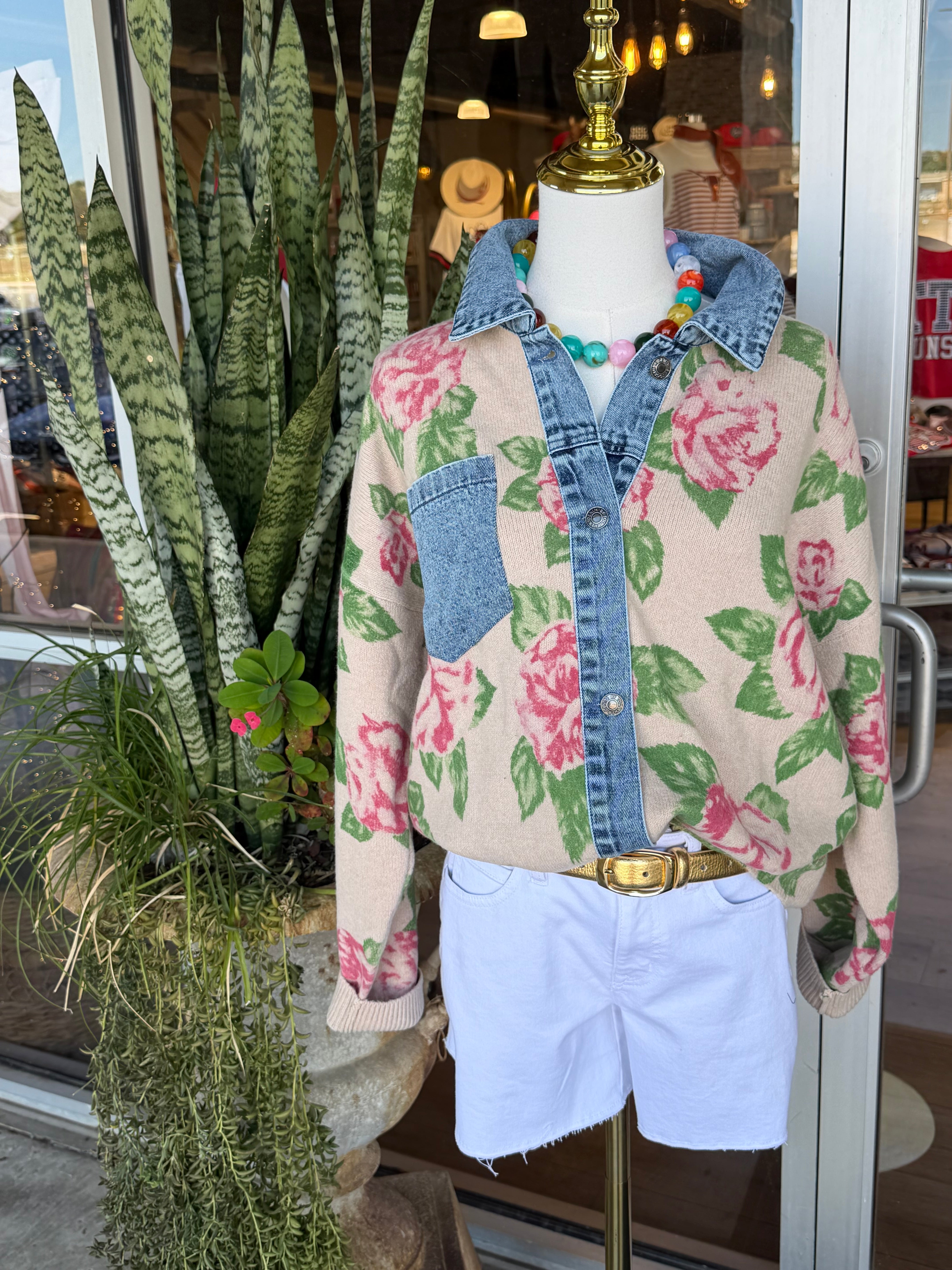 FLOWERs & Denim CARDIGAN TOP