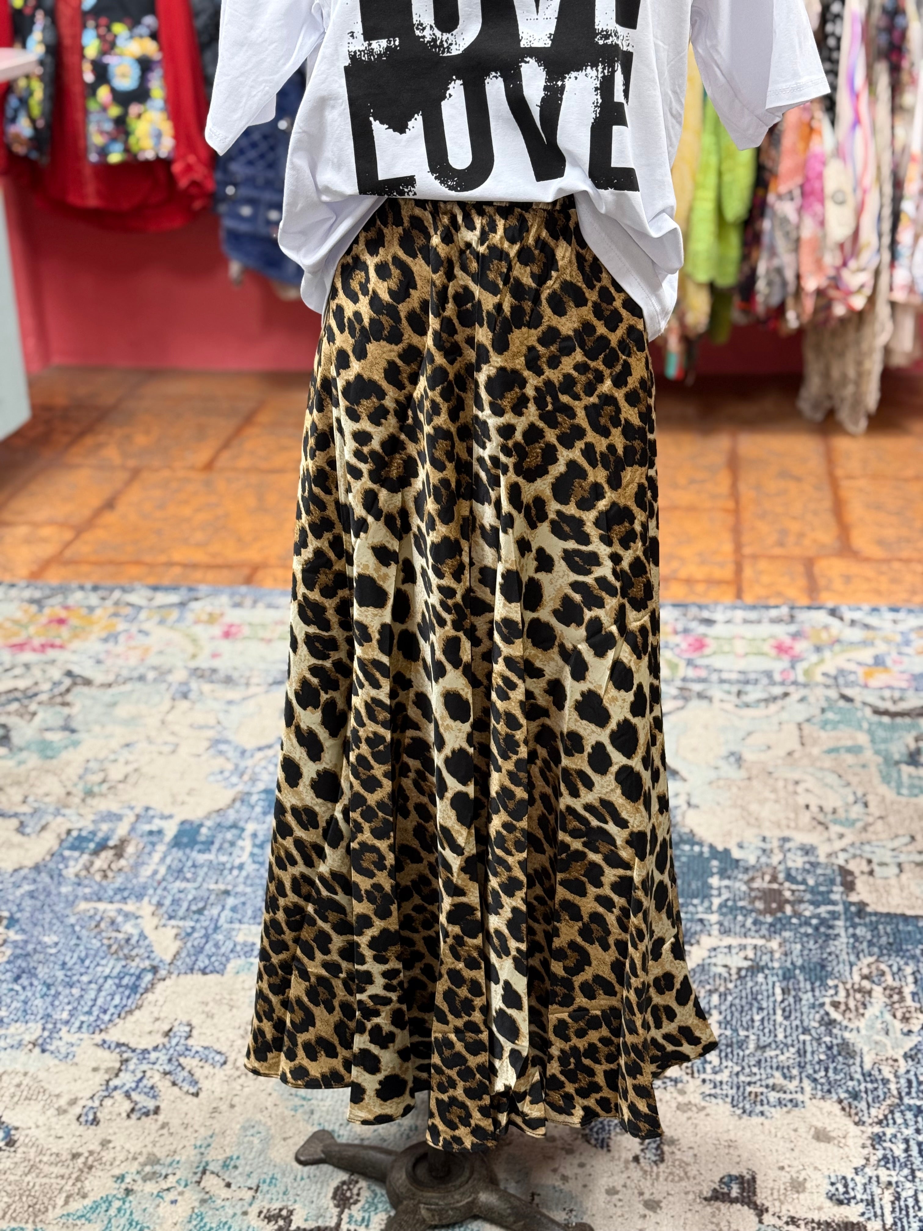 Leopard Silk Skirt