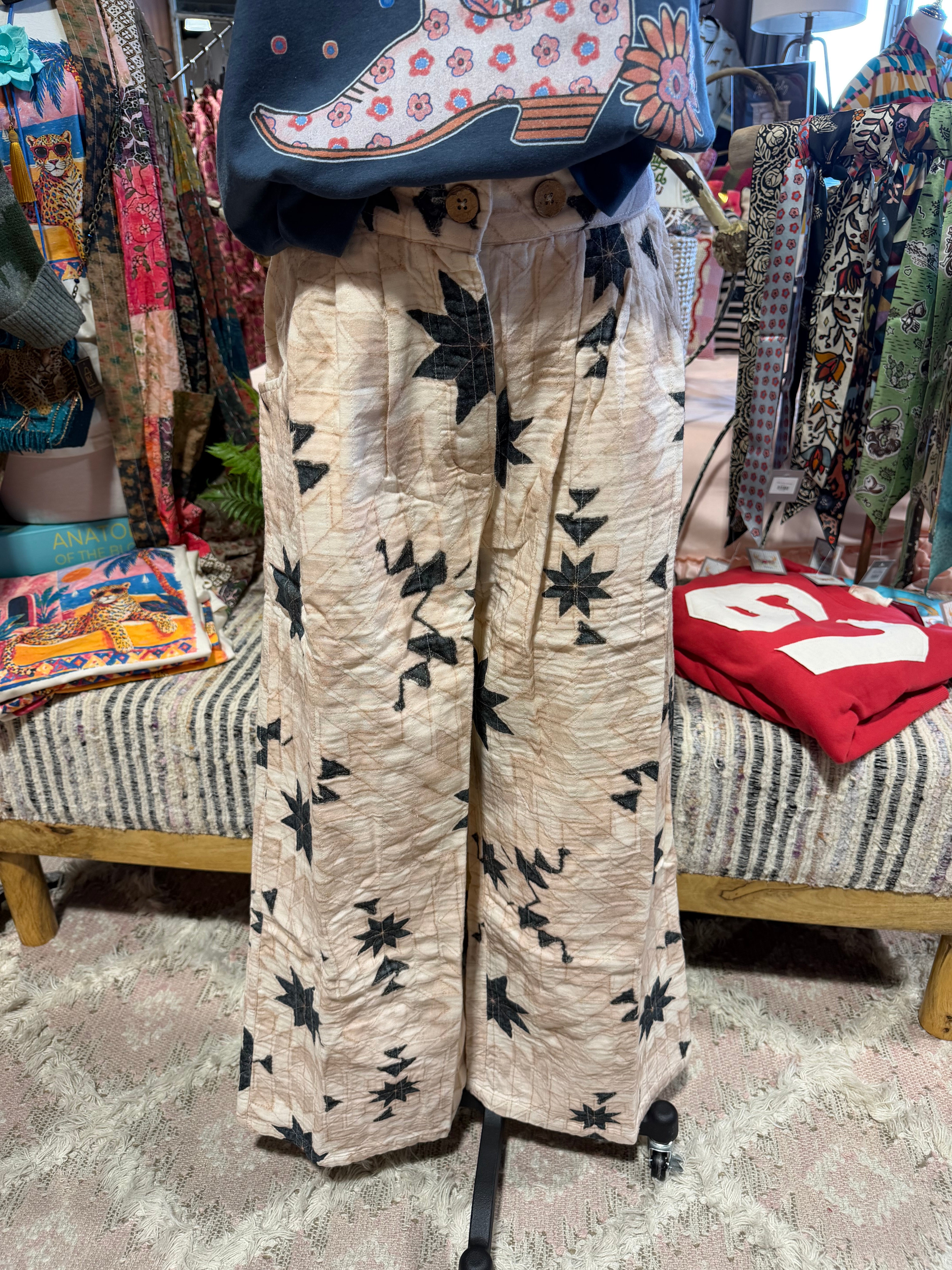 Geometric Star Quilted Pants