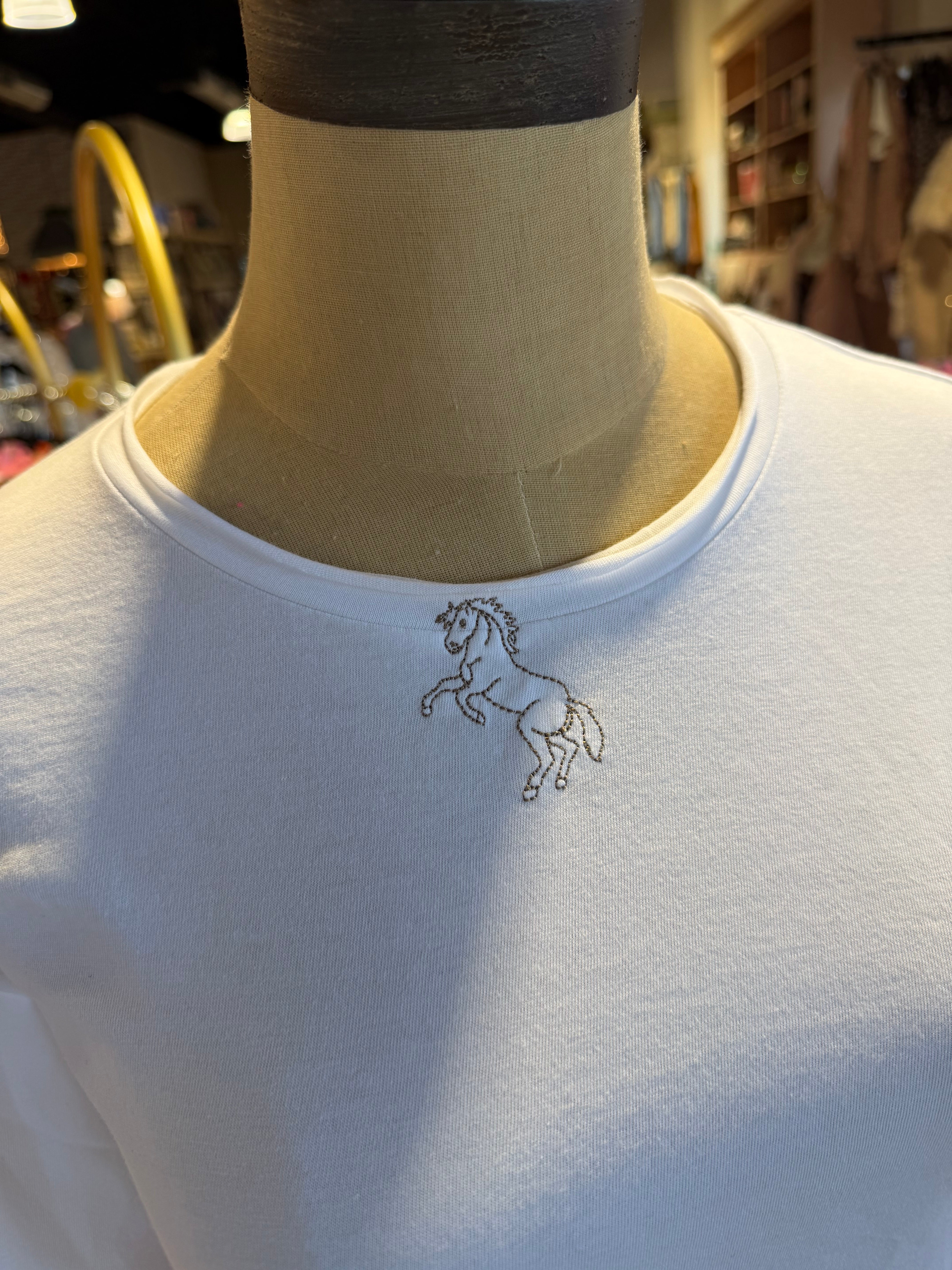 White Tee With Horses