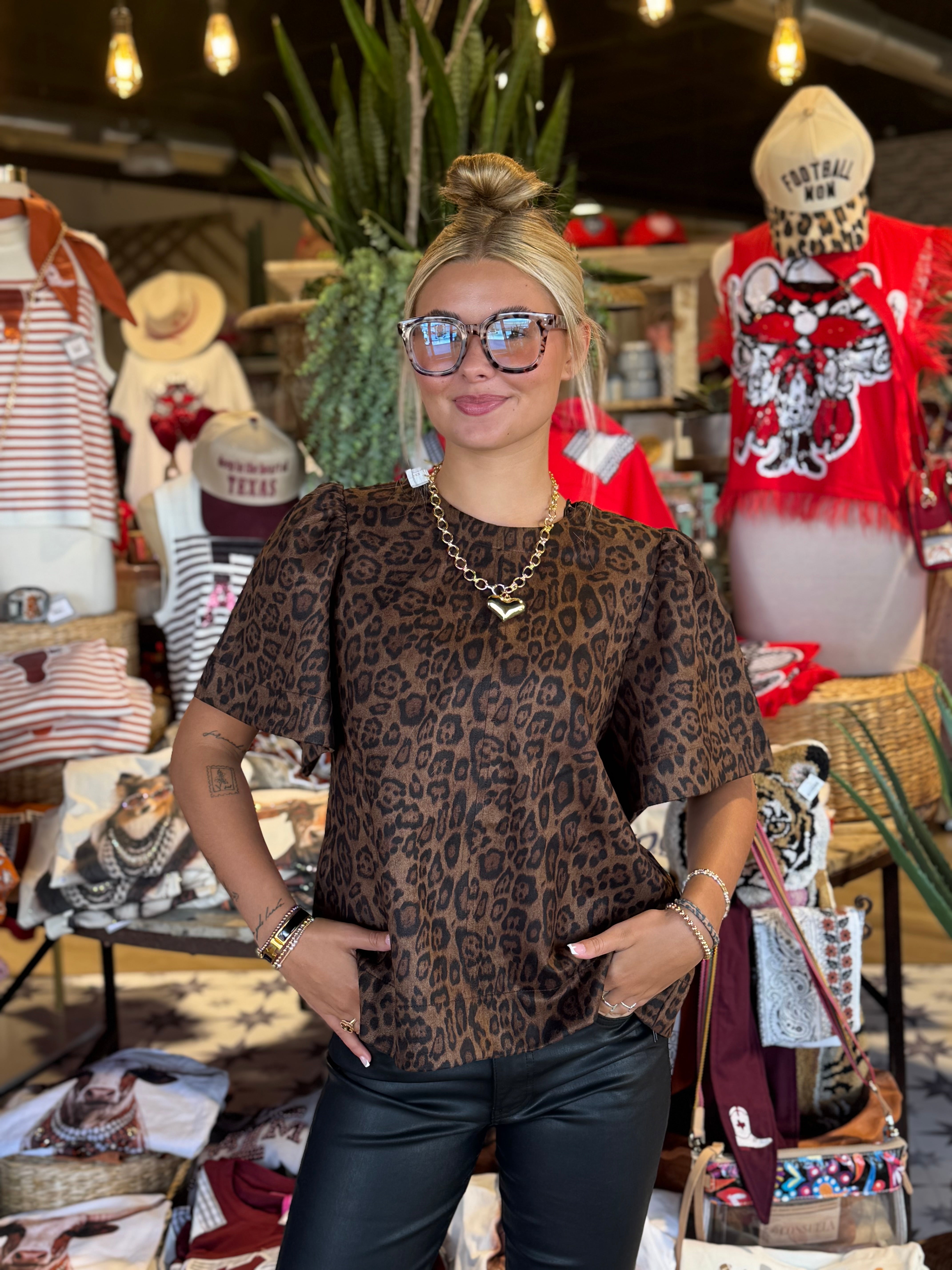 Suede Animal Print Top