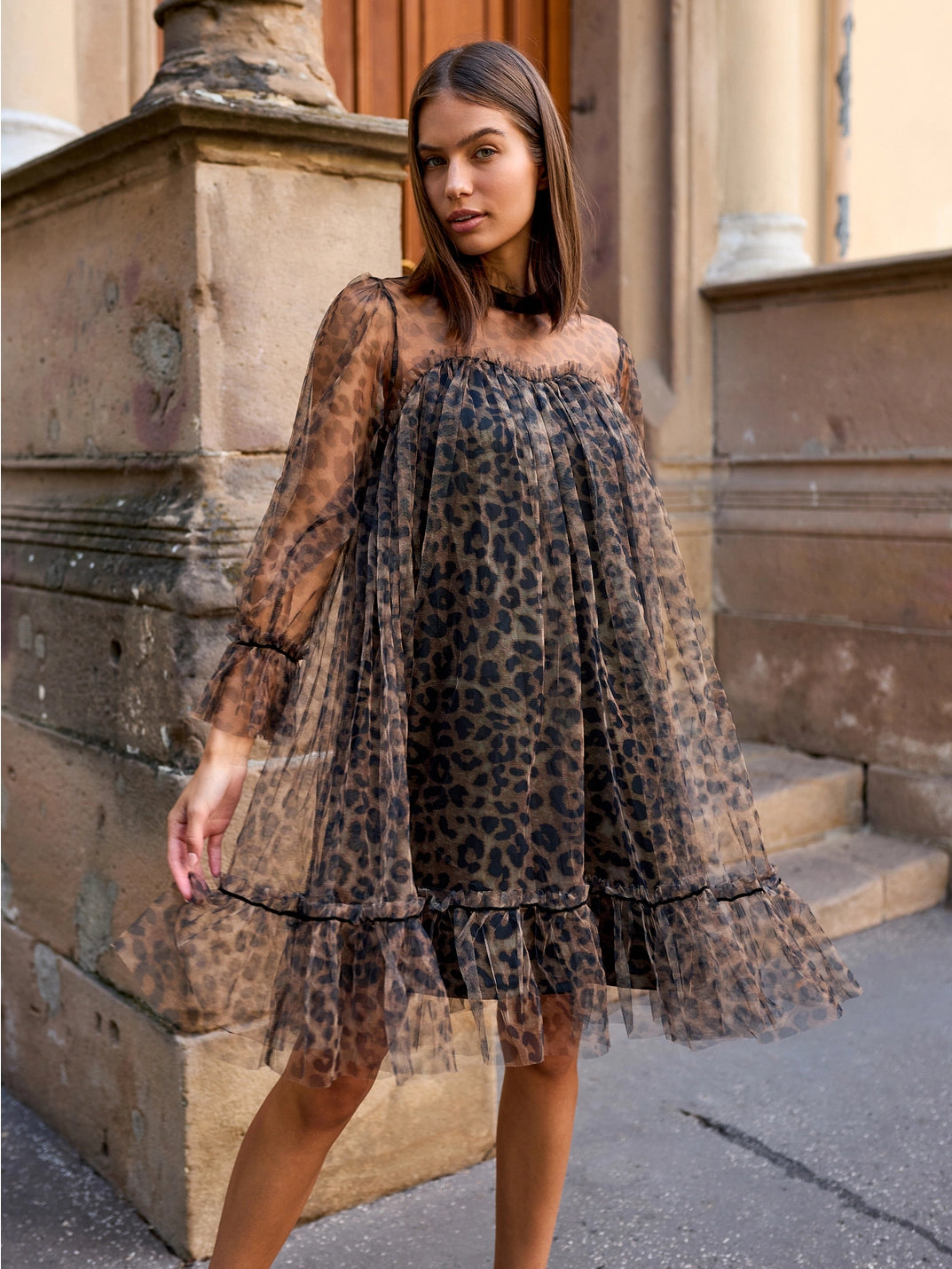 Iris Leopard Tulle Dress***