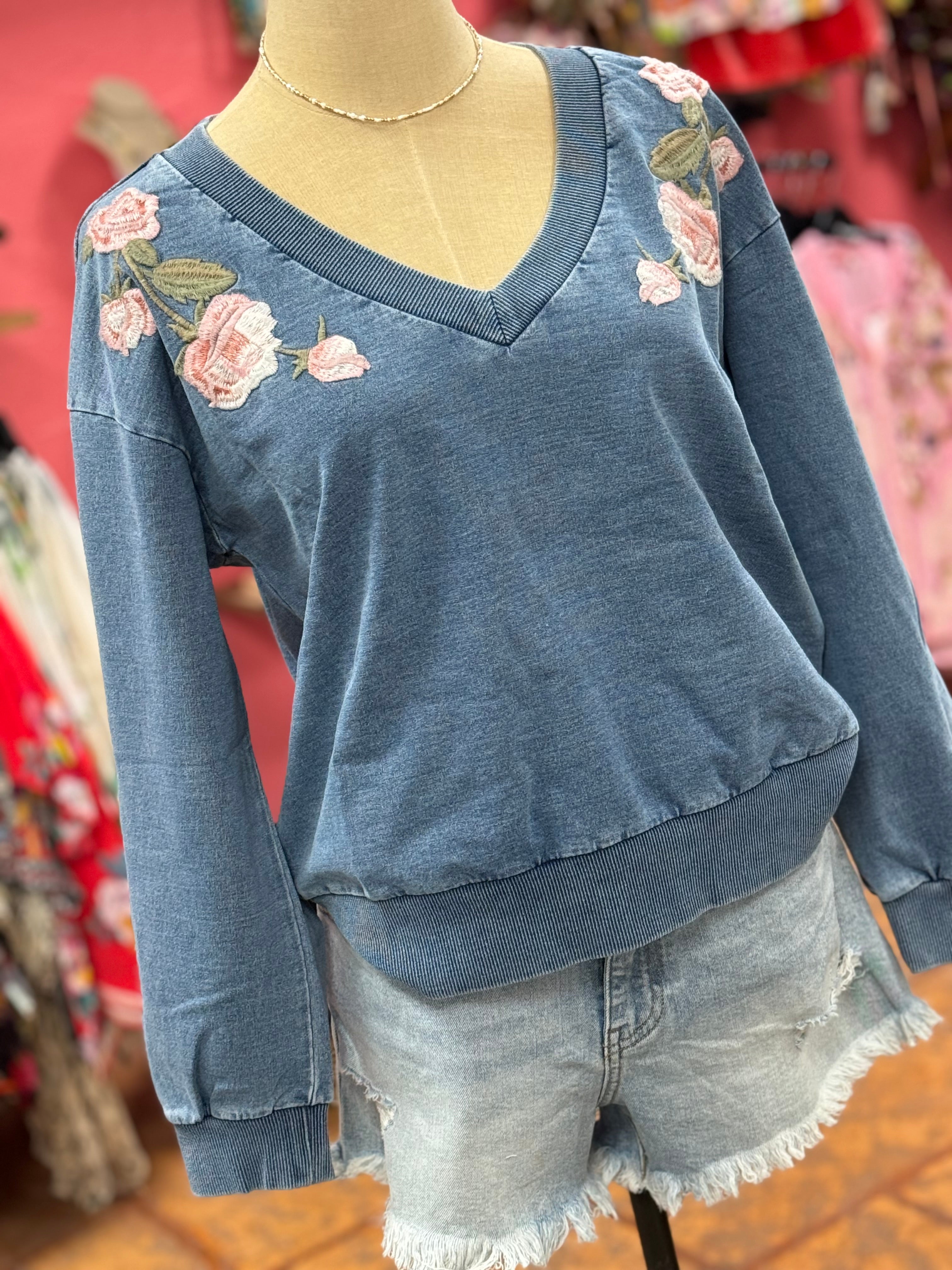 Denim & Roses Sweatshirt