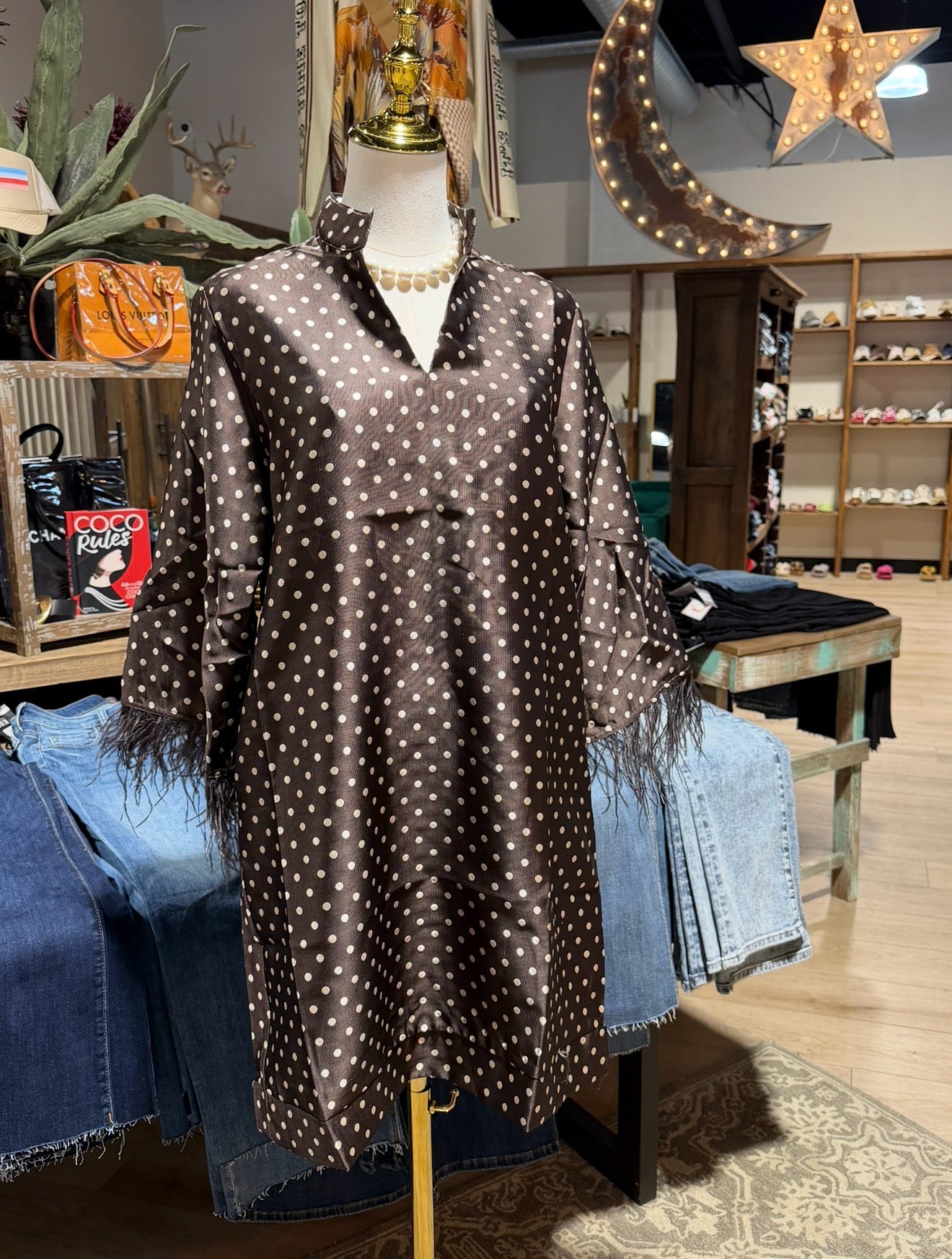 Audrey Polkadot Feather Dress