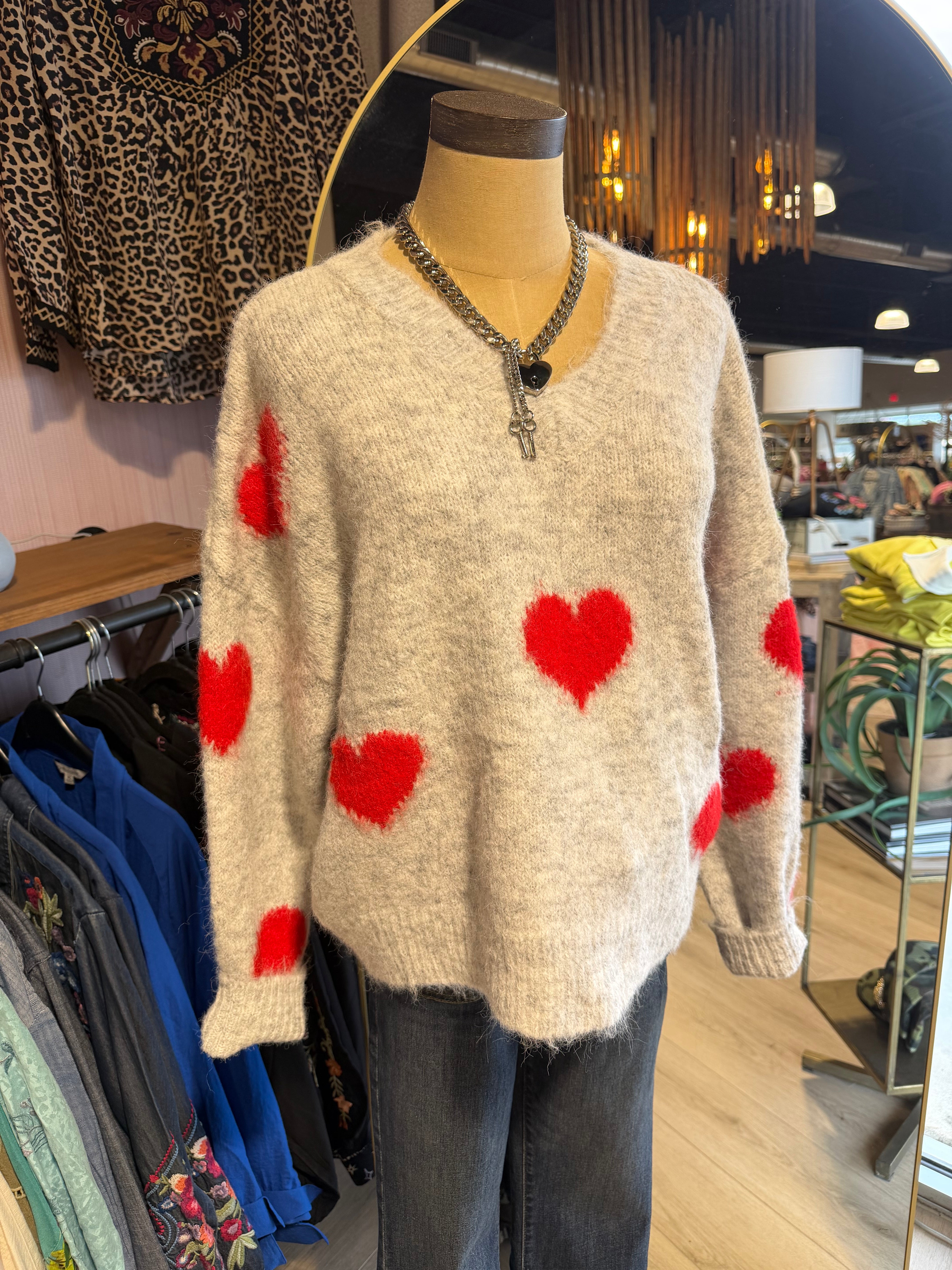 Vneck Heart Sweater