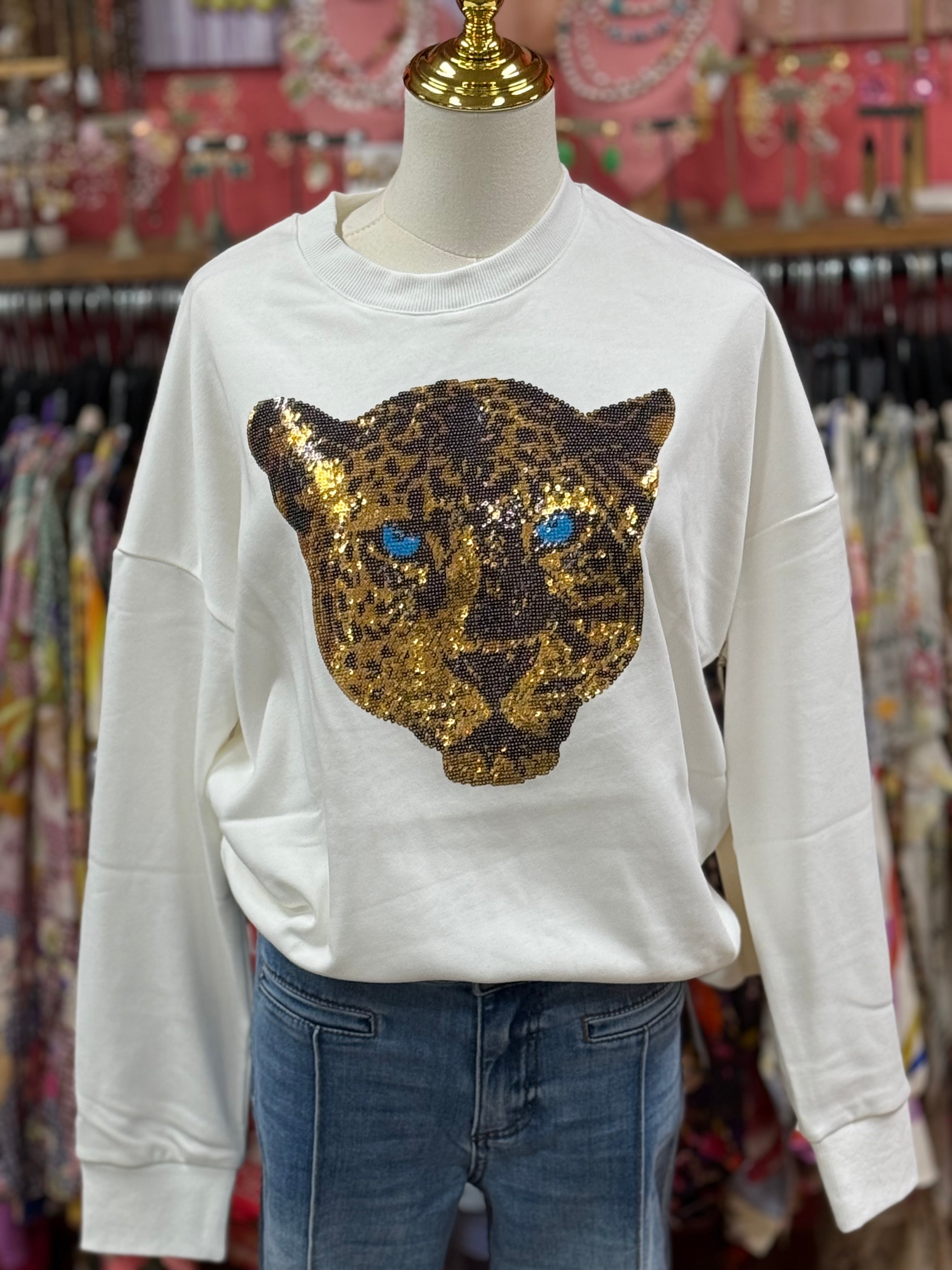 Leopard Sequin Sweatshirt