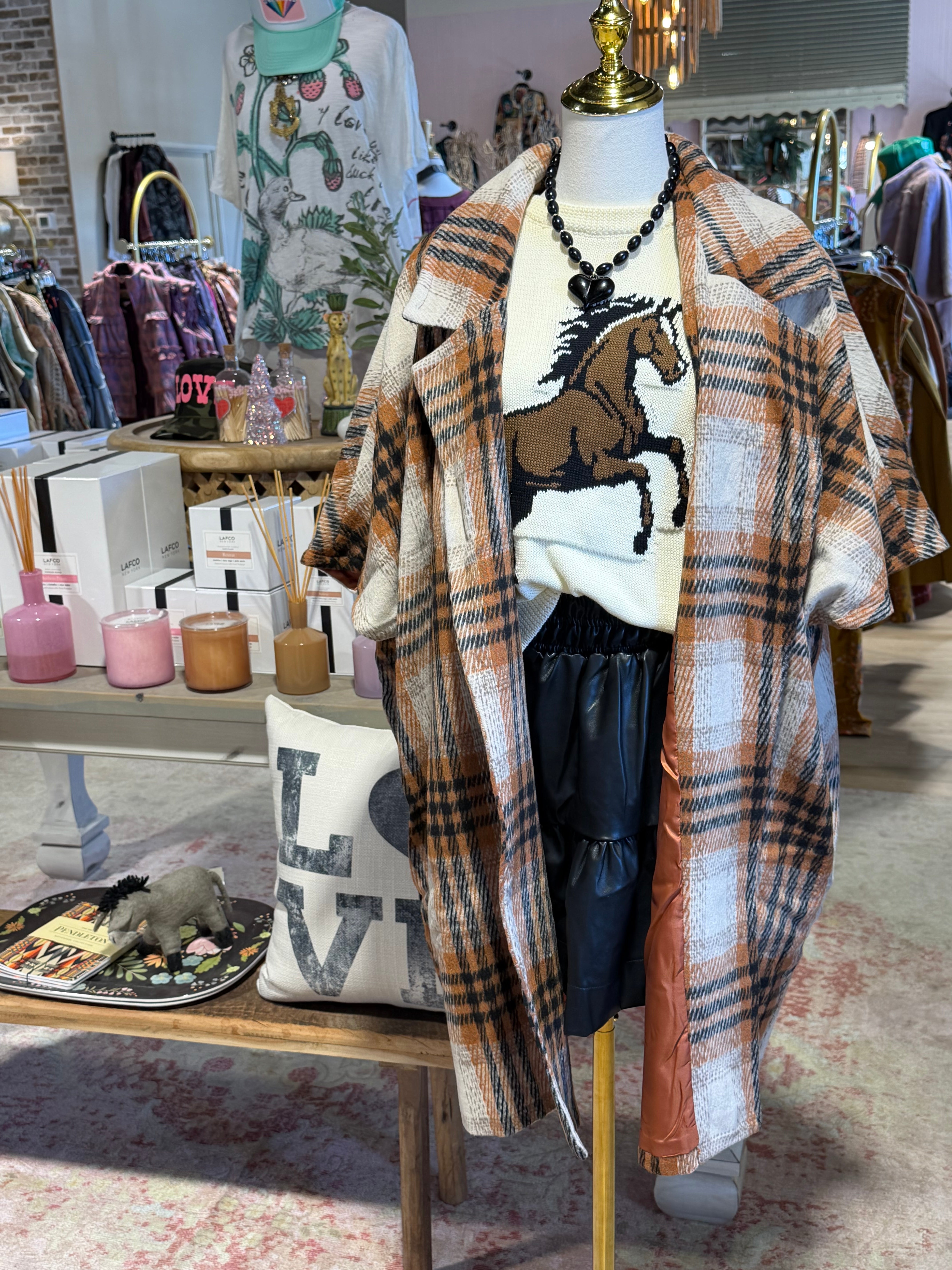 Plaid Drop Shoulder Coat