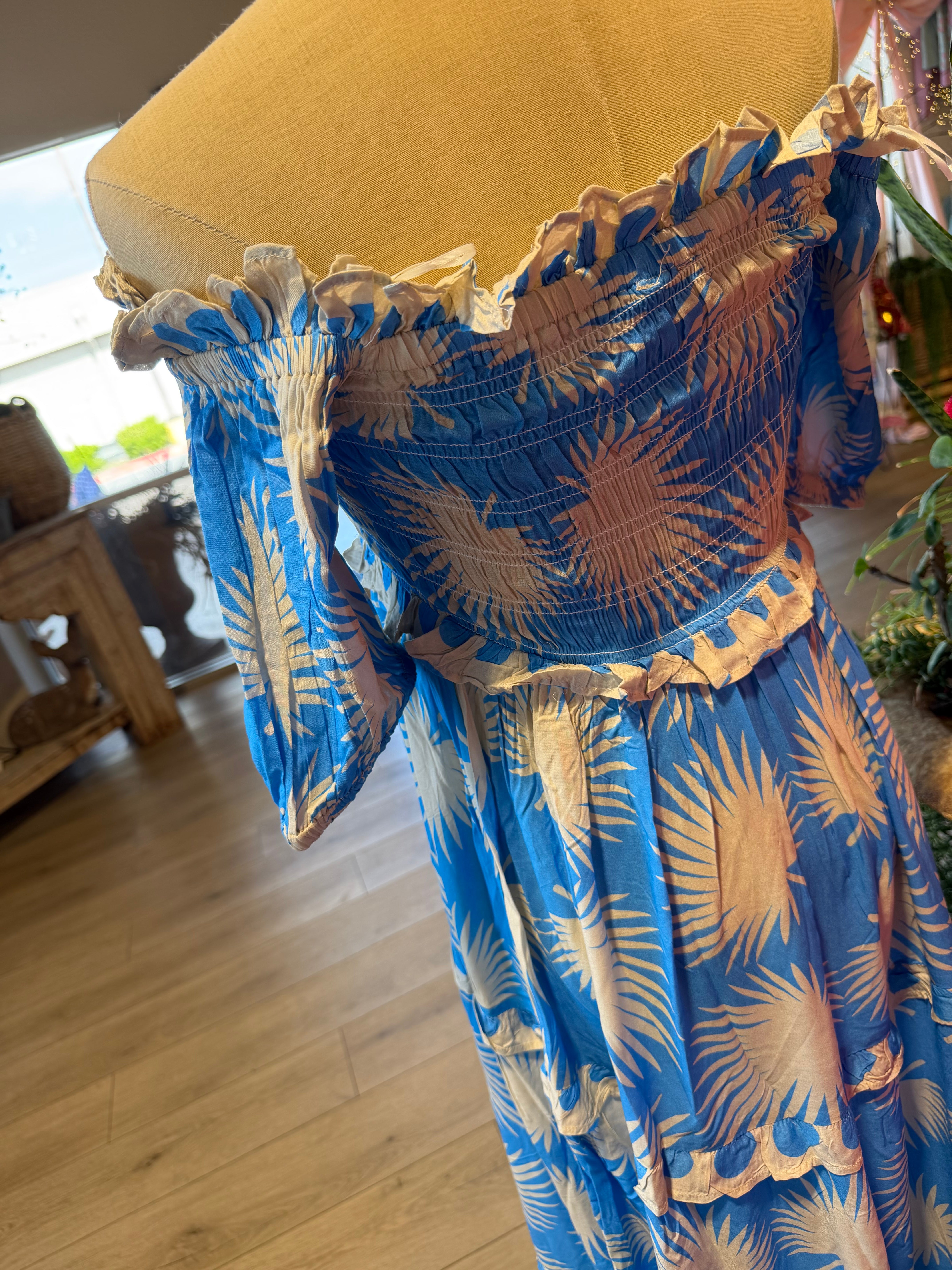 Blue Palm Geo Mara Dress