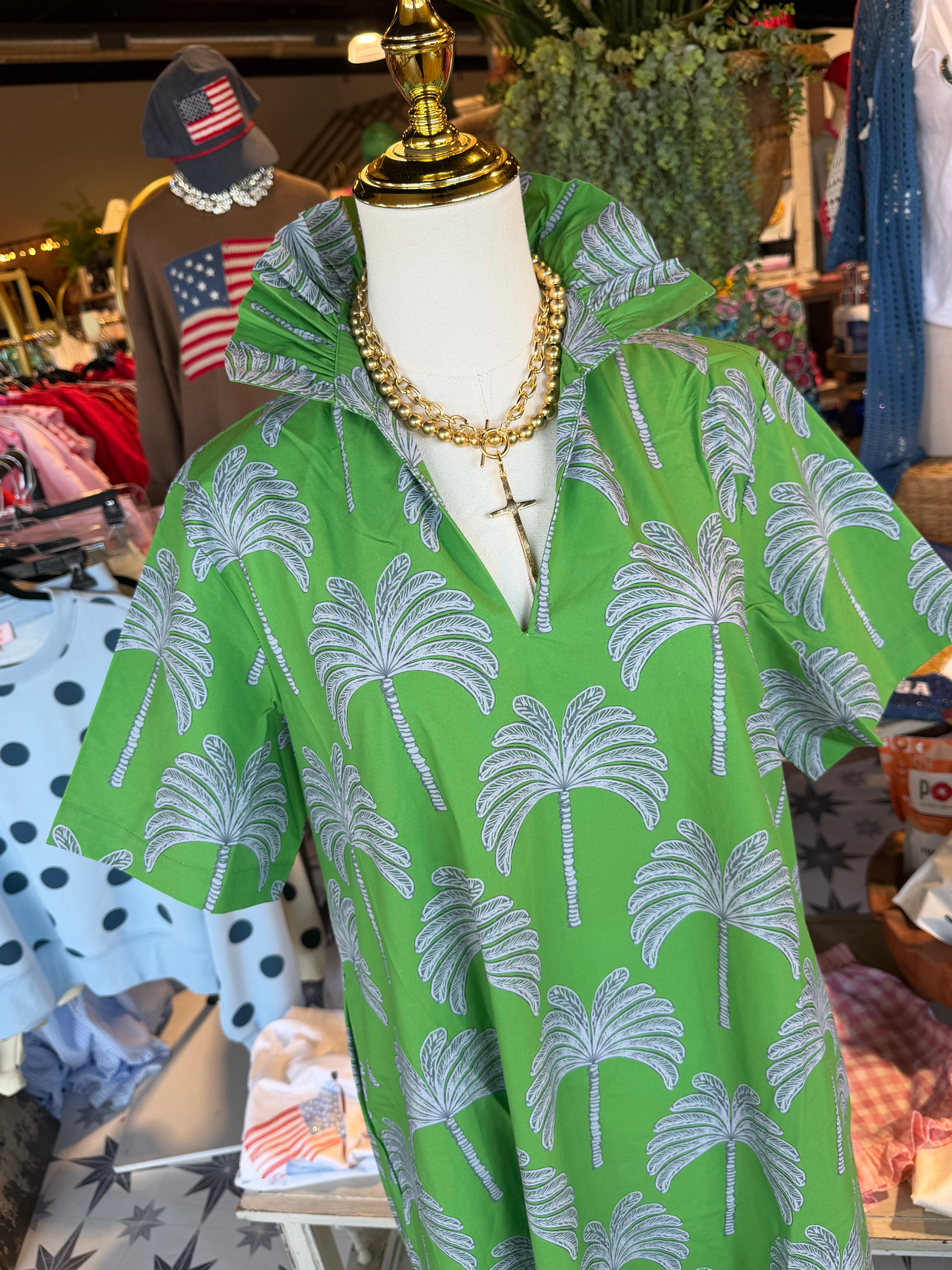 Georgia Palm Dress Green