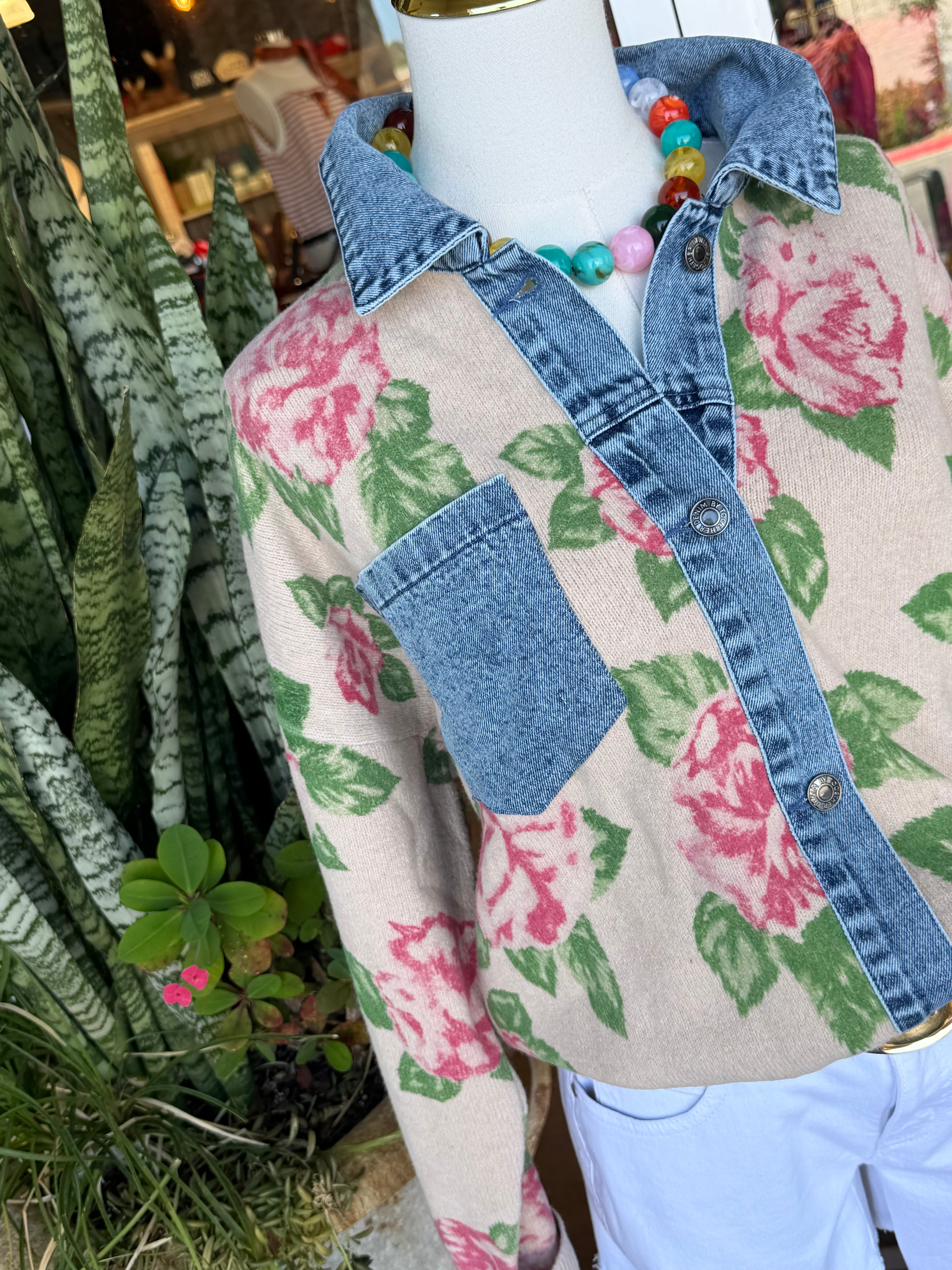 FLOWERs & Denim CARDIGAN TOP