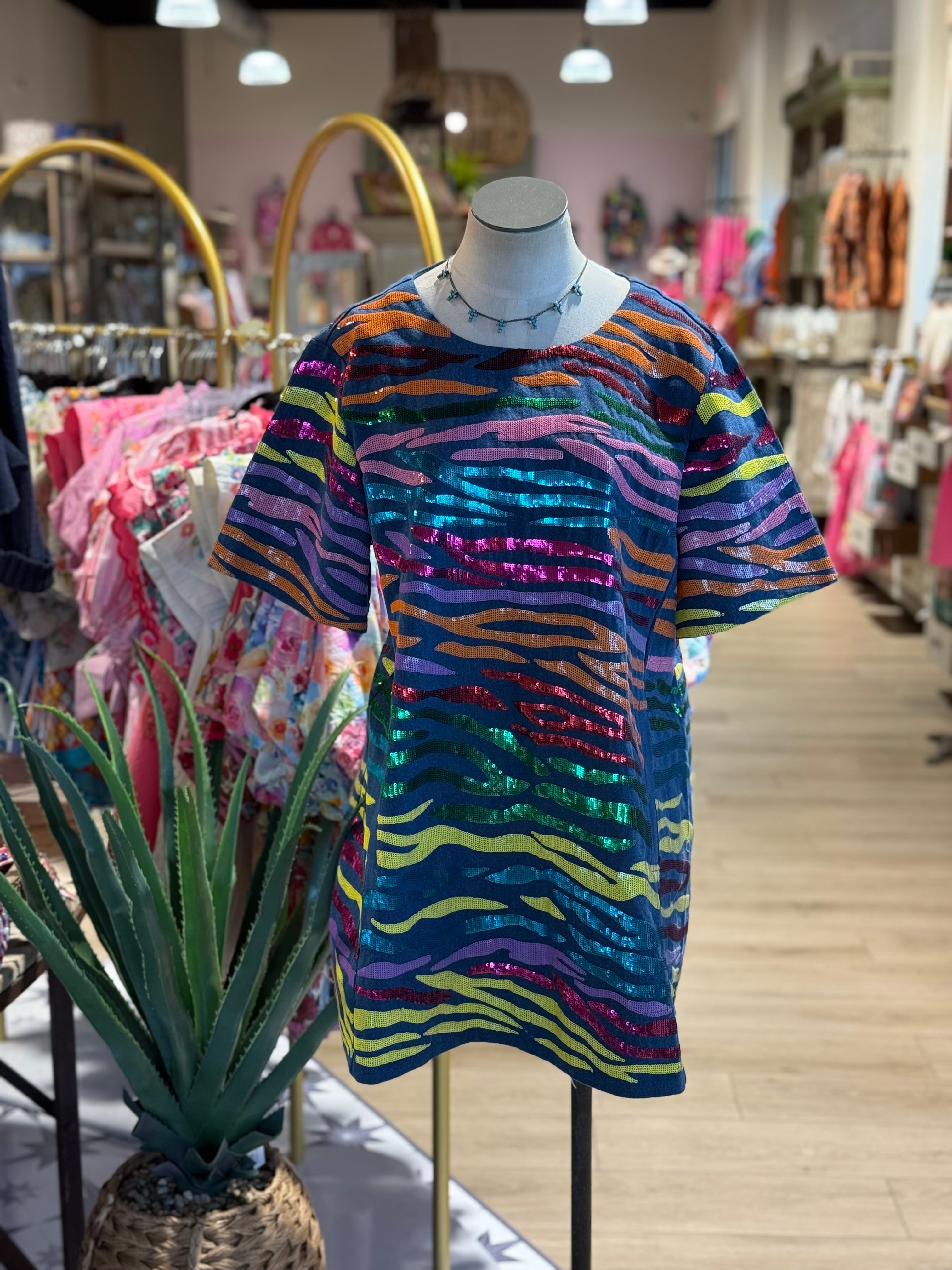 Denim & Rainbows Tiger Dress