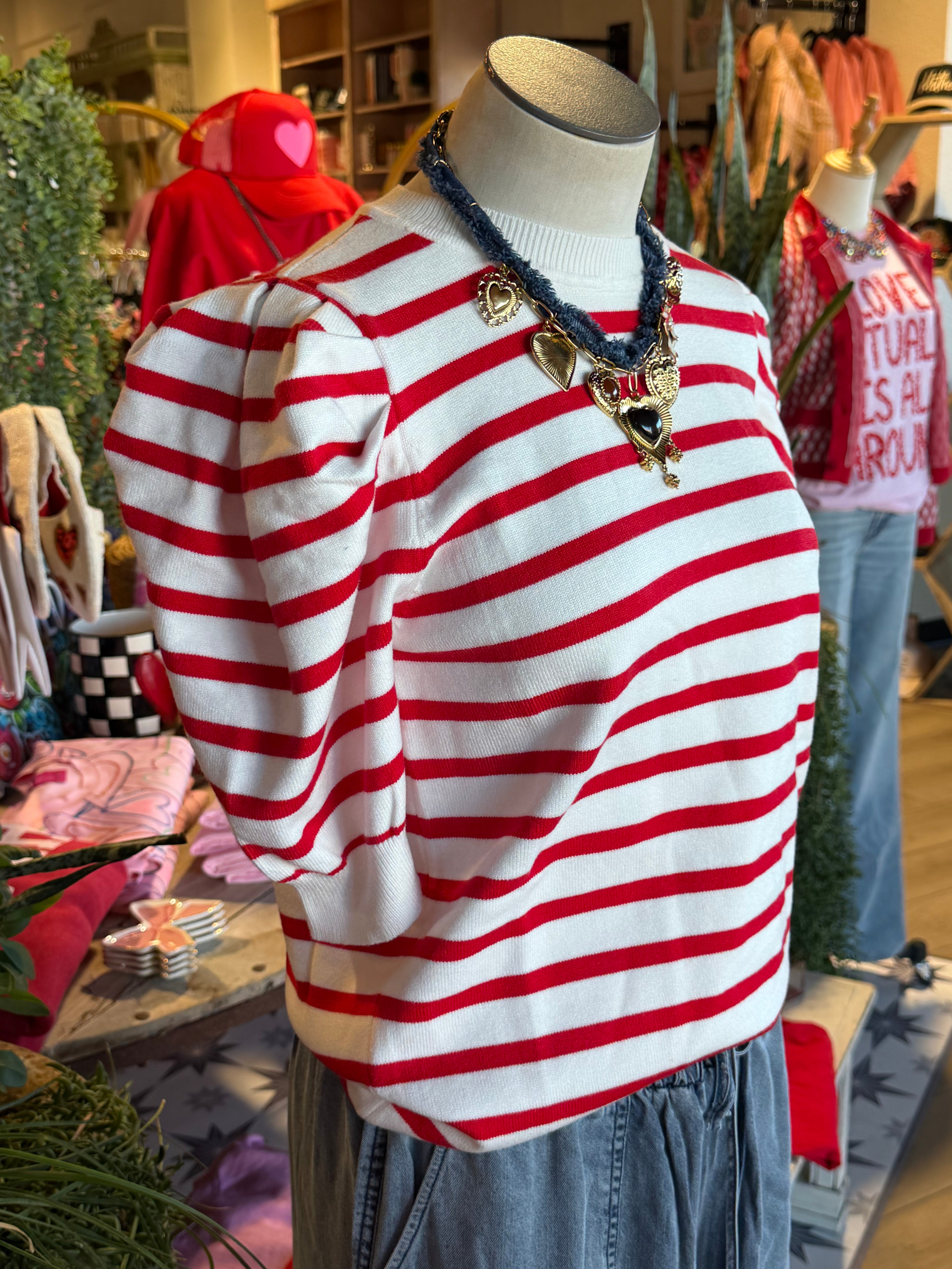 Red Stripe Crew Neck