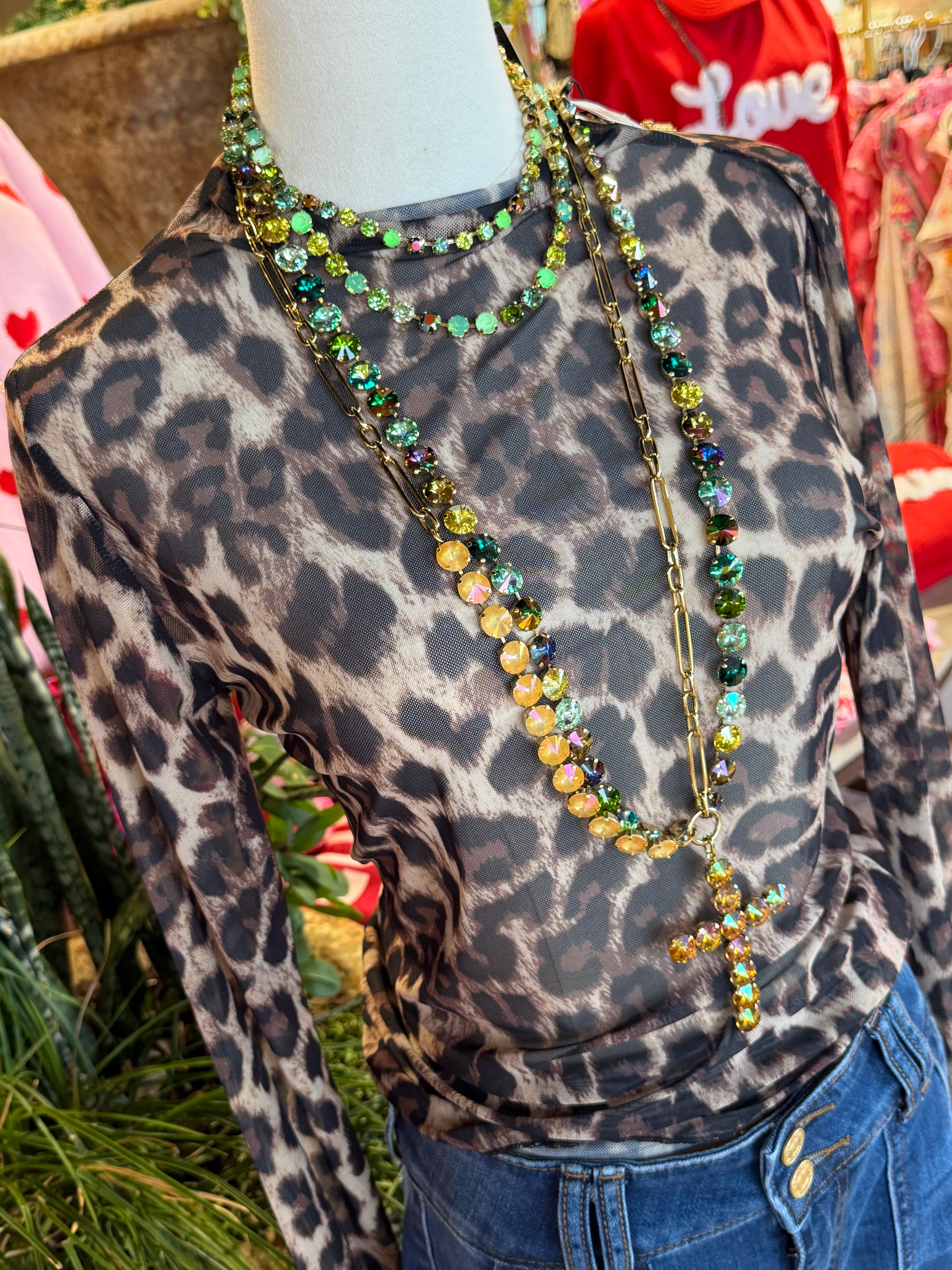 Bambi Leopard Mesh Top