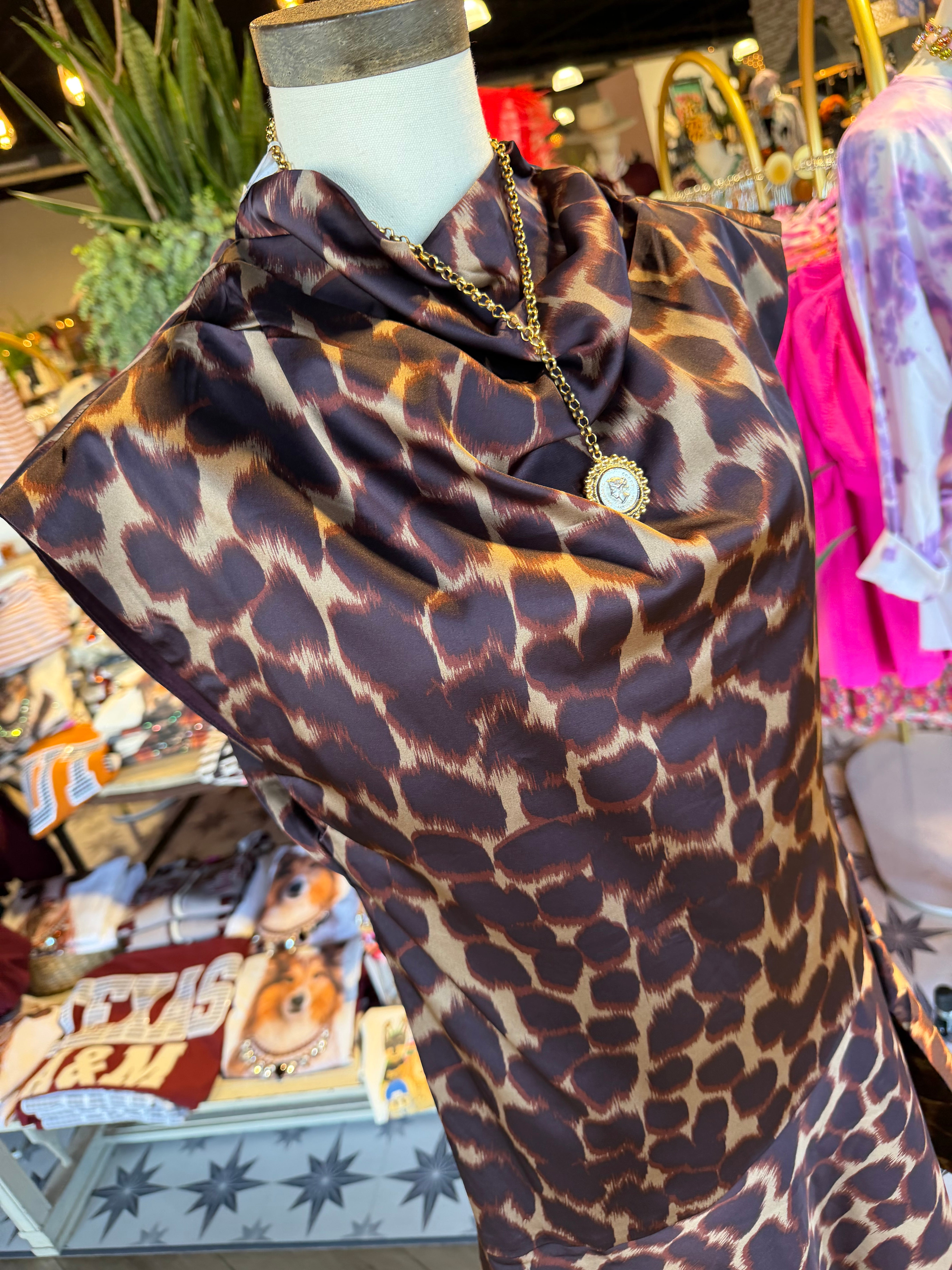 Silk Animal Print Dress