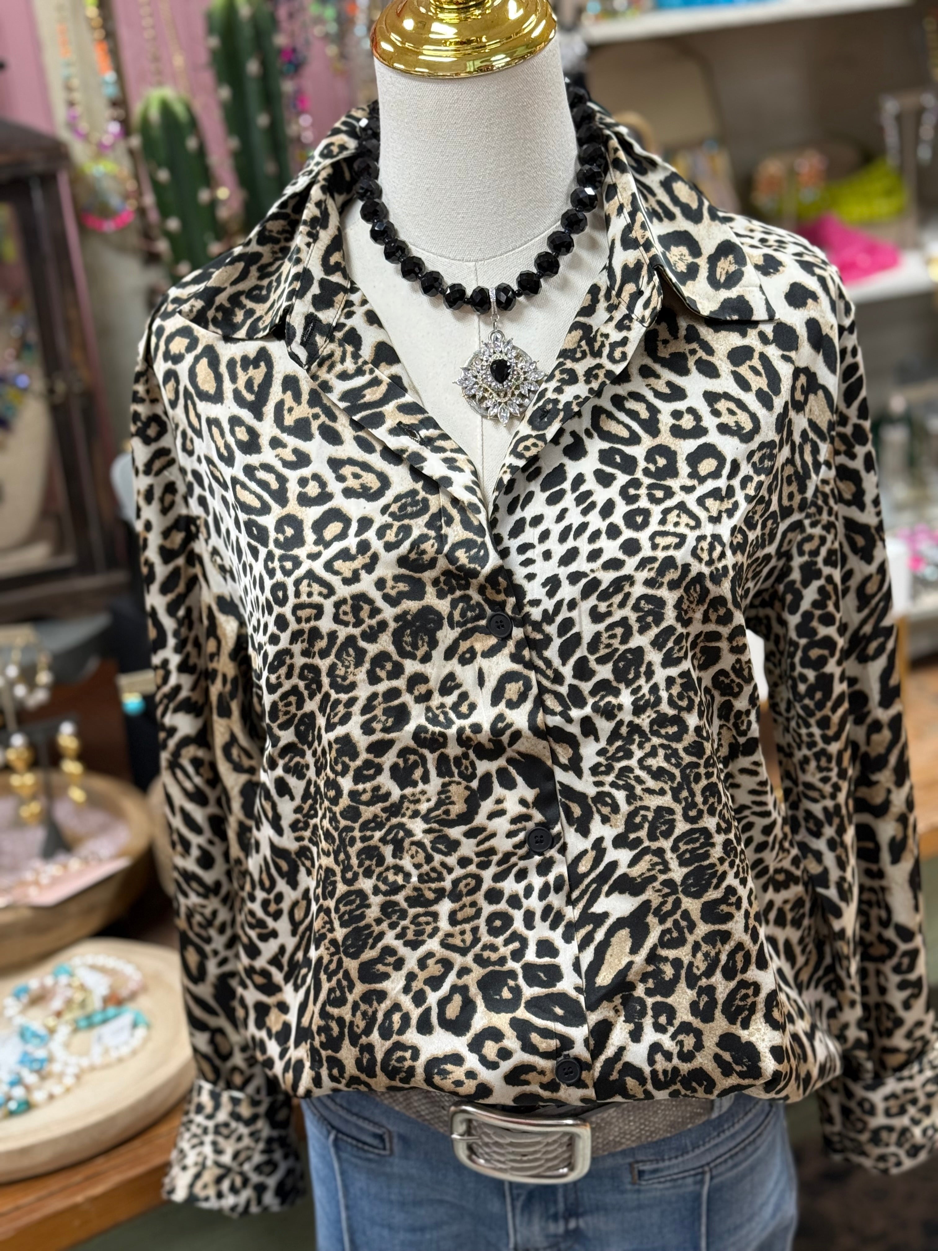 Ivory Leopard Blouse