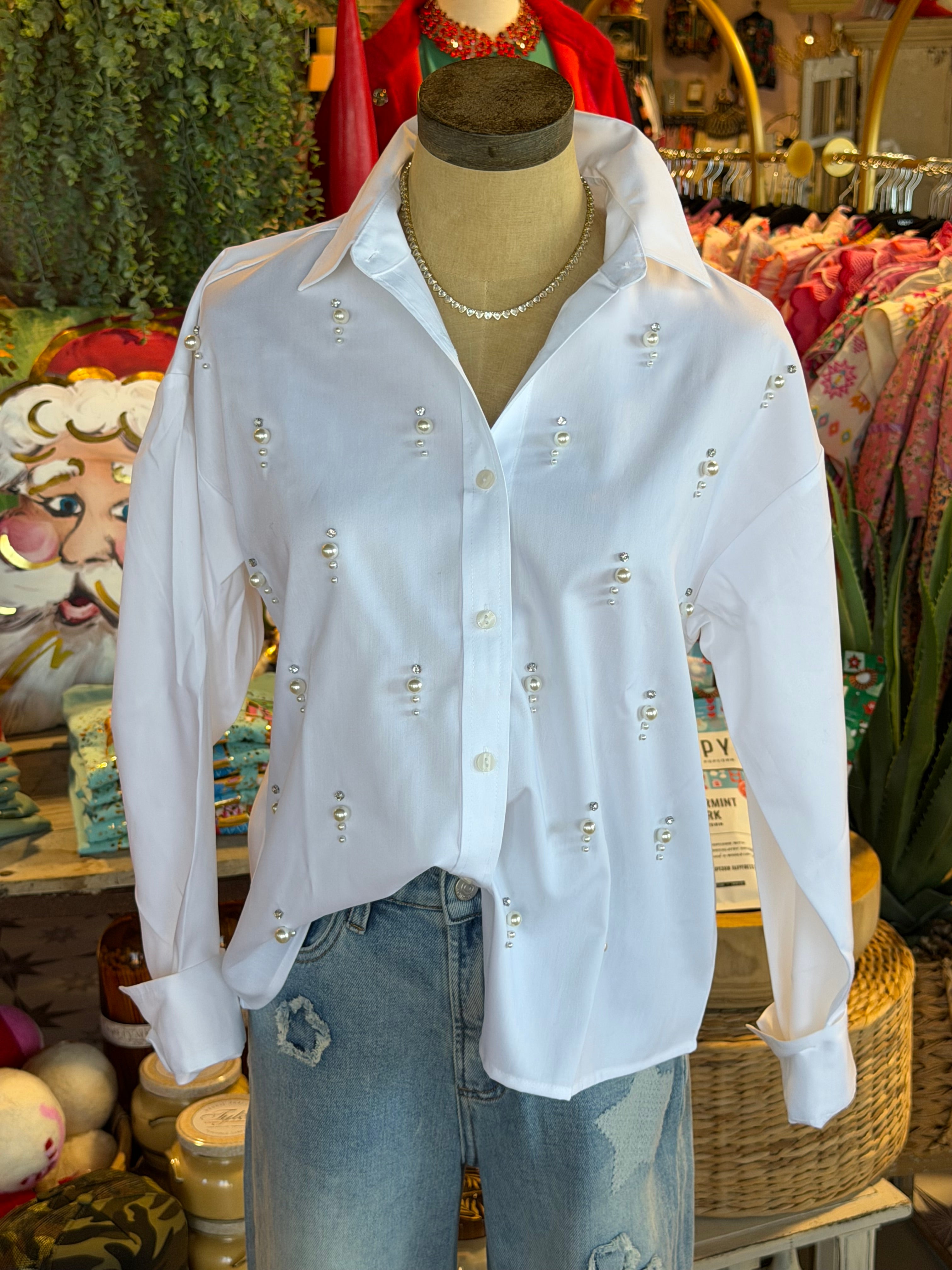 Pearl & Rhinestone Blouse