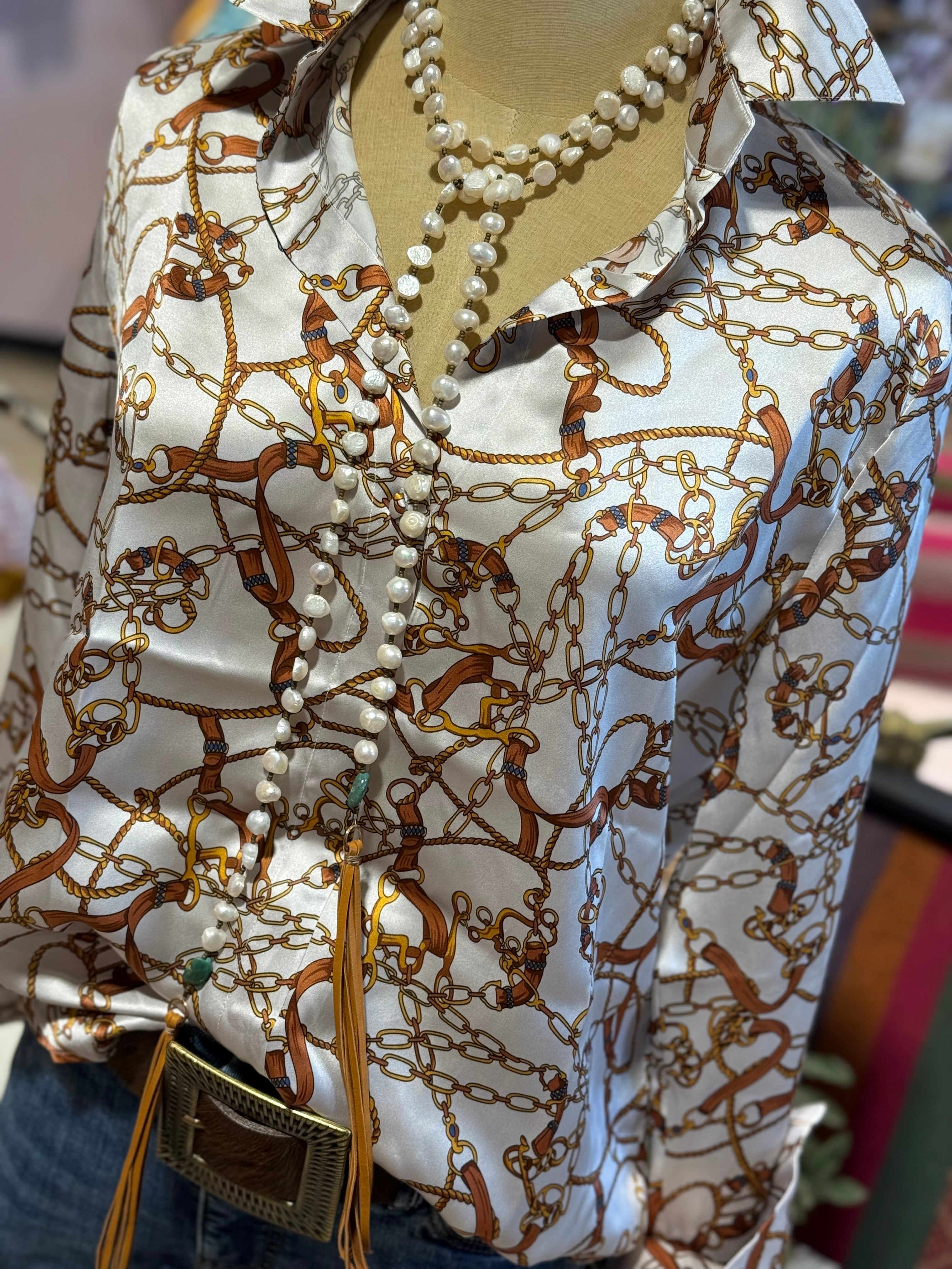 Daria Chain French Cuff Blouse