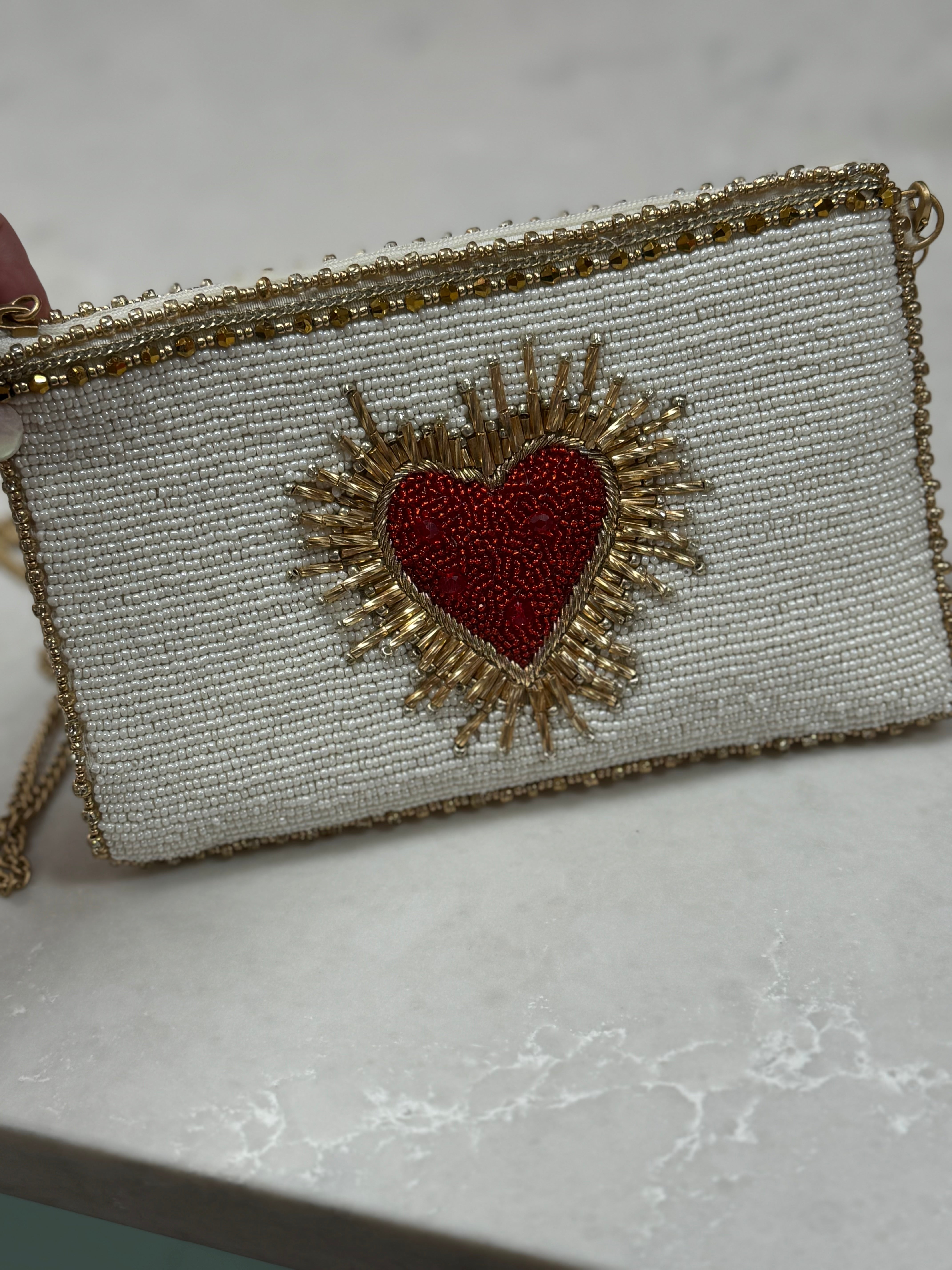 Heart Burst Beaded Purse