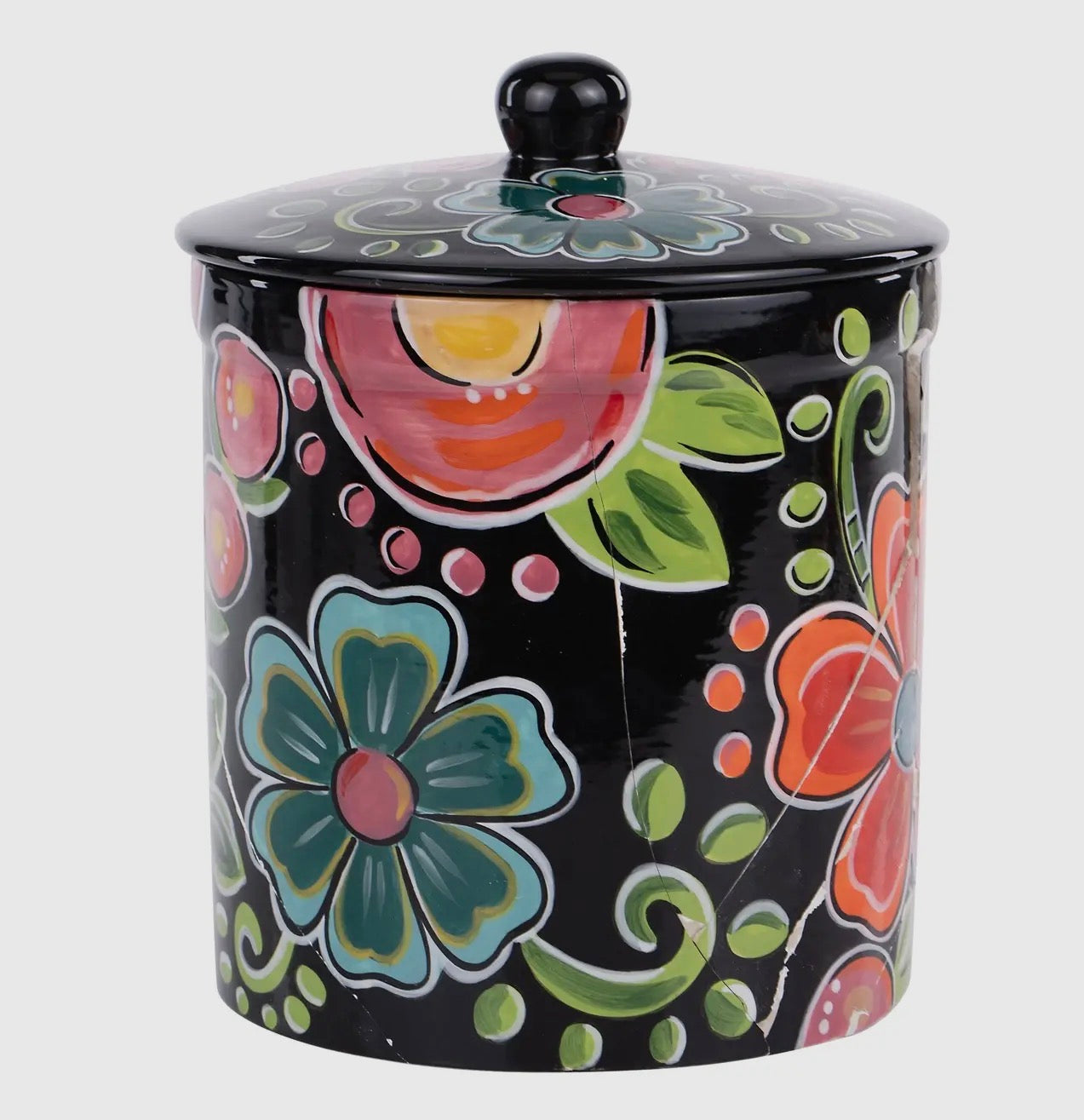 Black Floral Canister