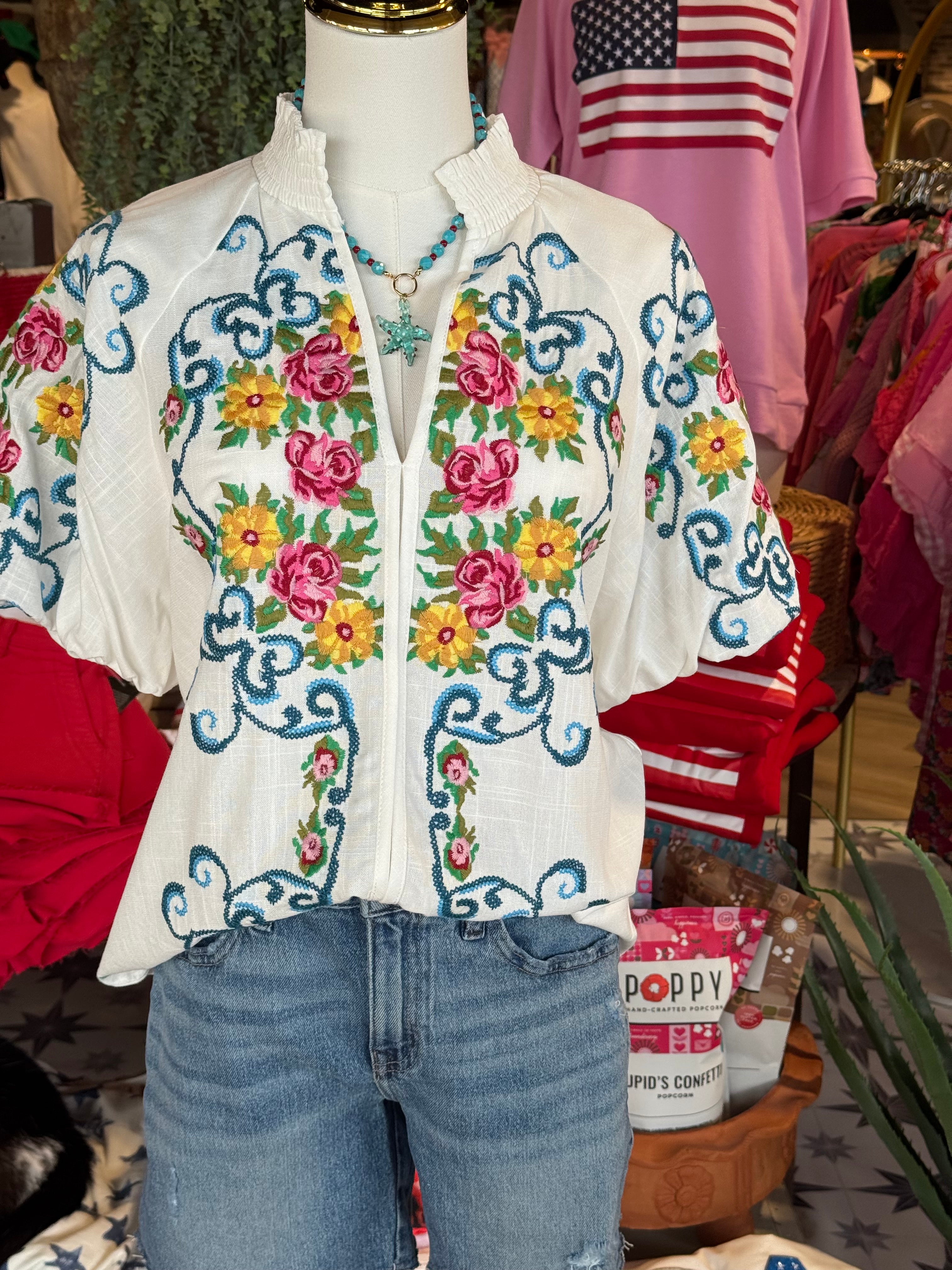 Taylor Embroidered Floral Top
