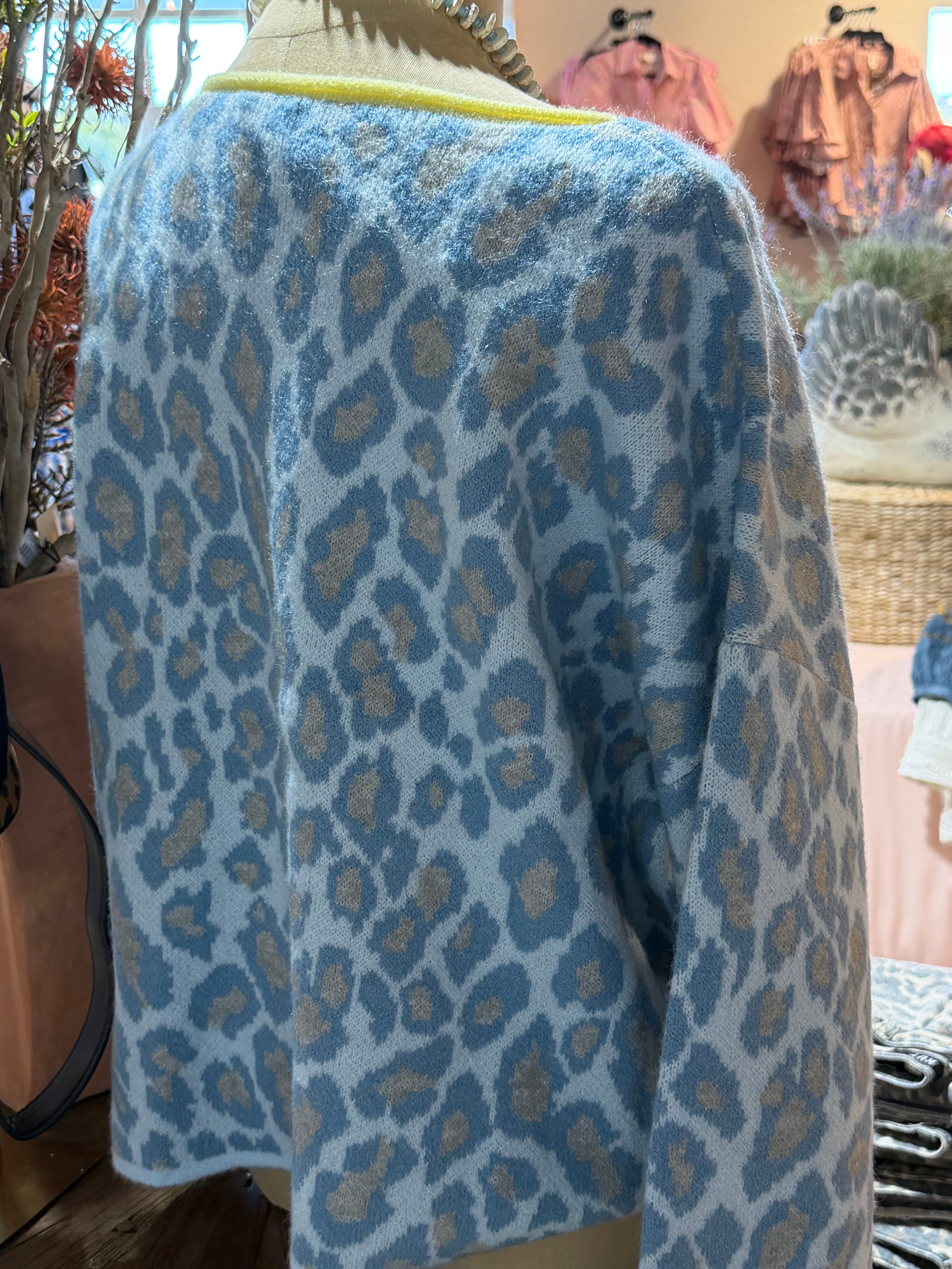 Baby Blue Leopard Top