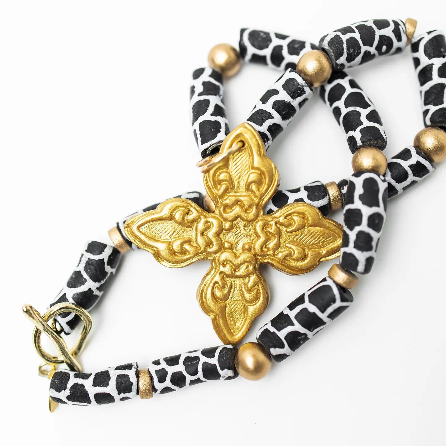 Black & White Kait Cross Necklace