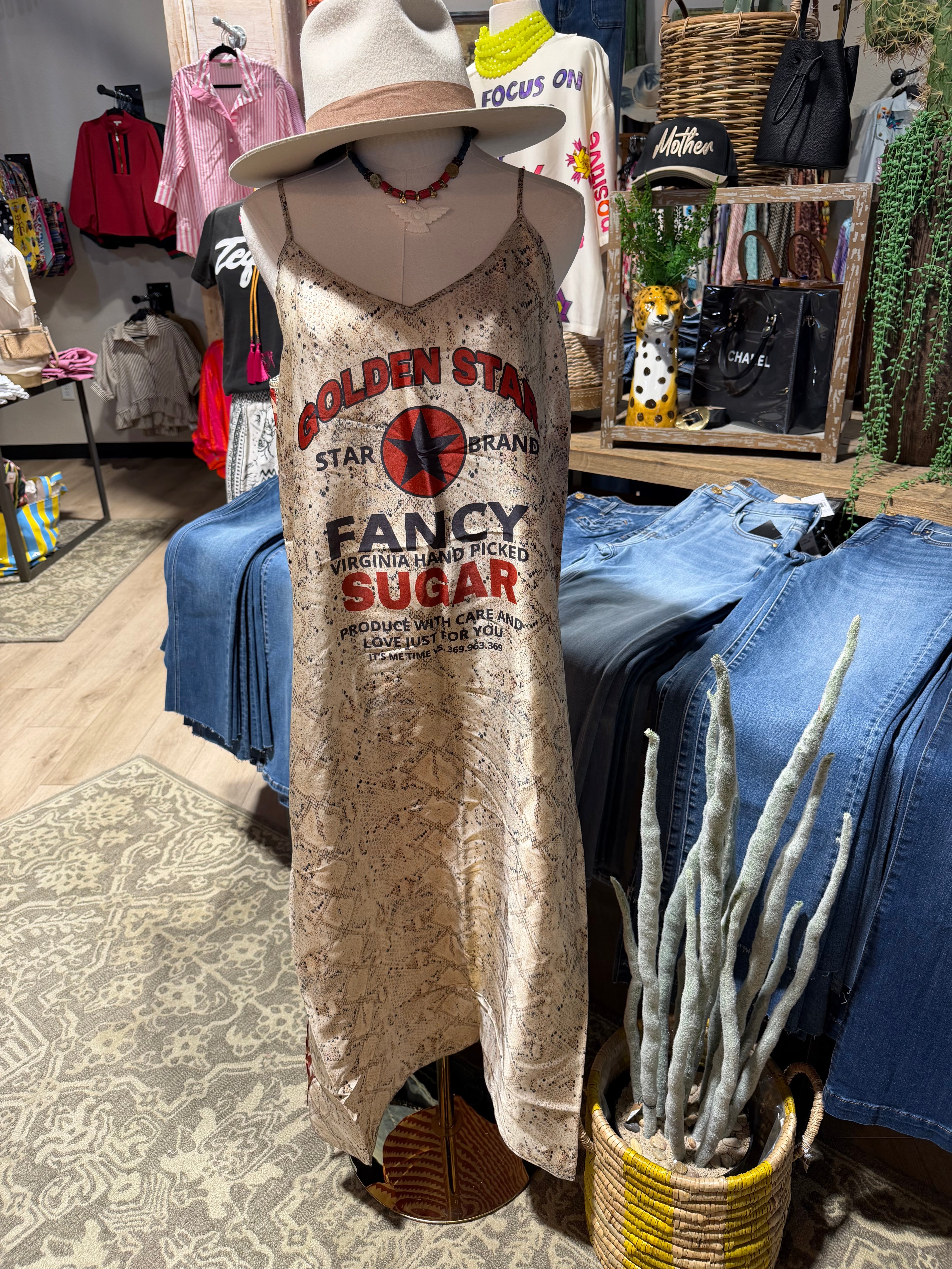 Golden Star Snake-Camisole Dress