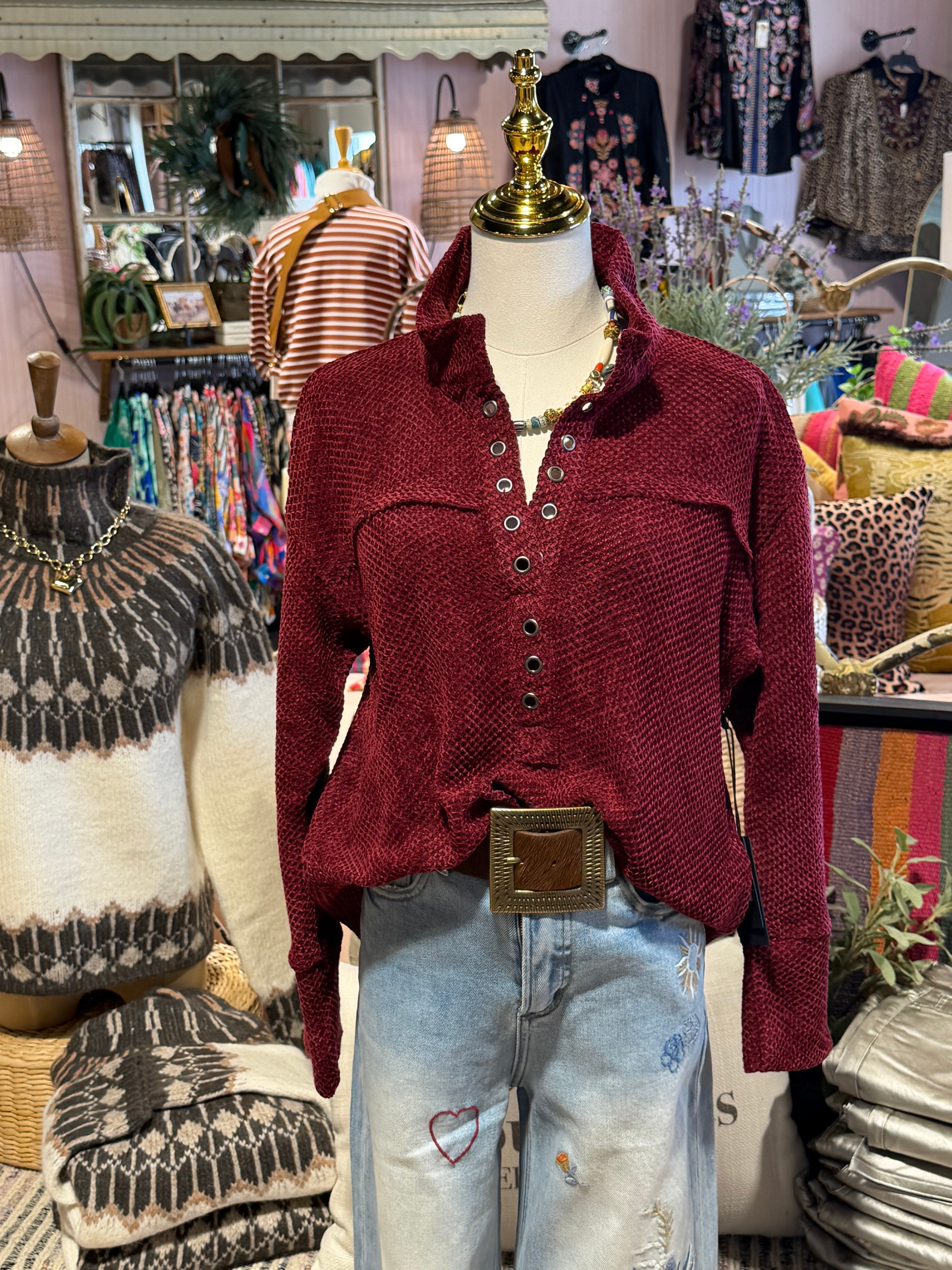 Chenille Grommet Top