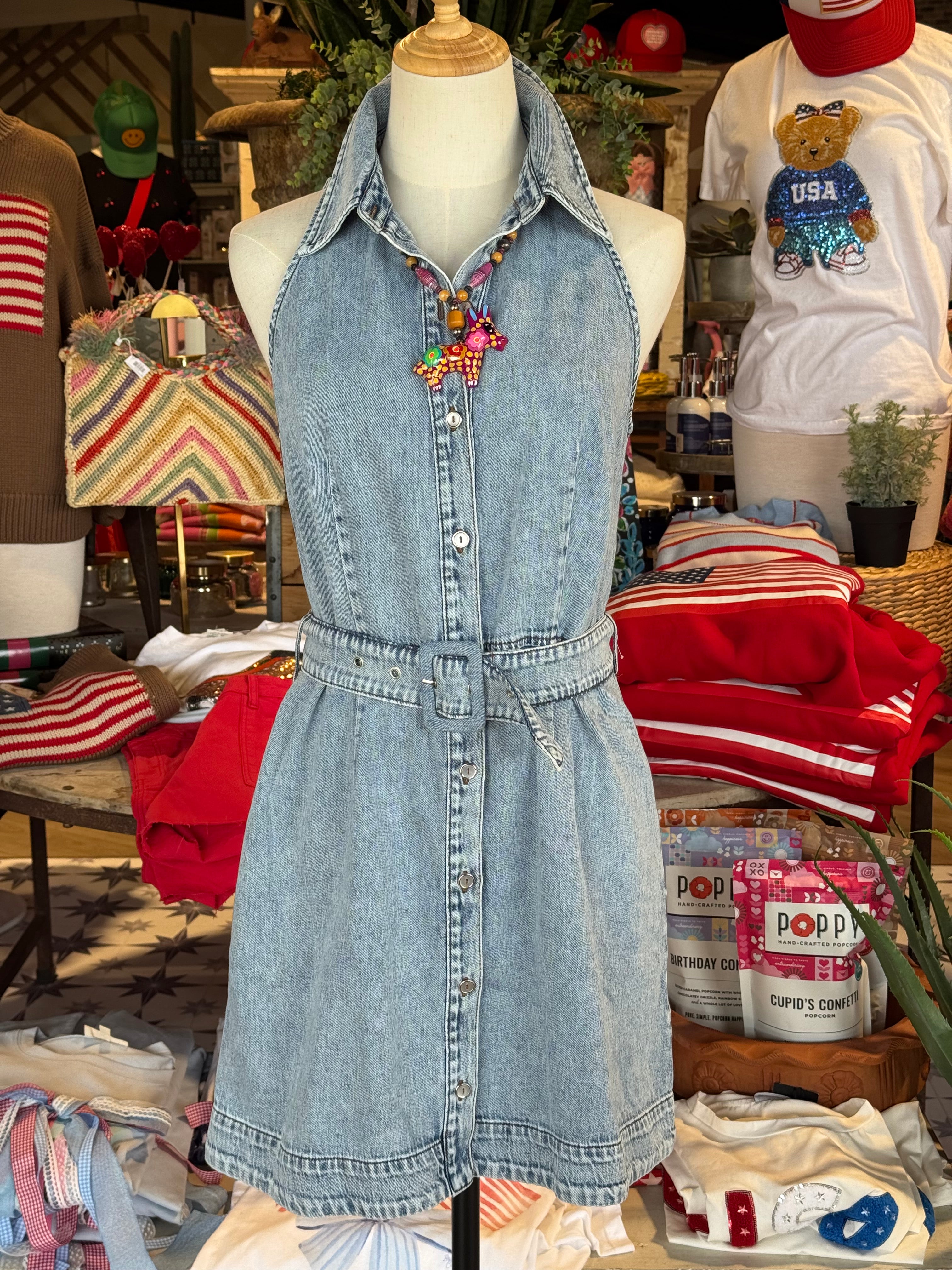 Glenda Halter Denim Dress