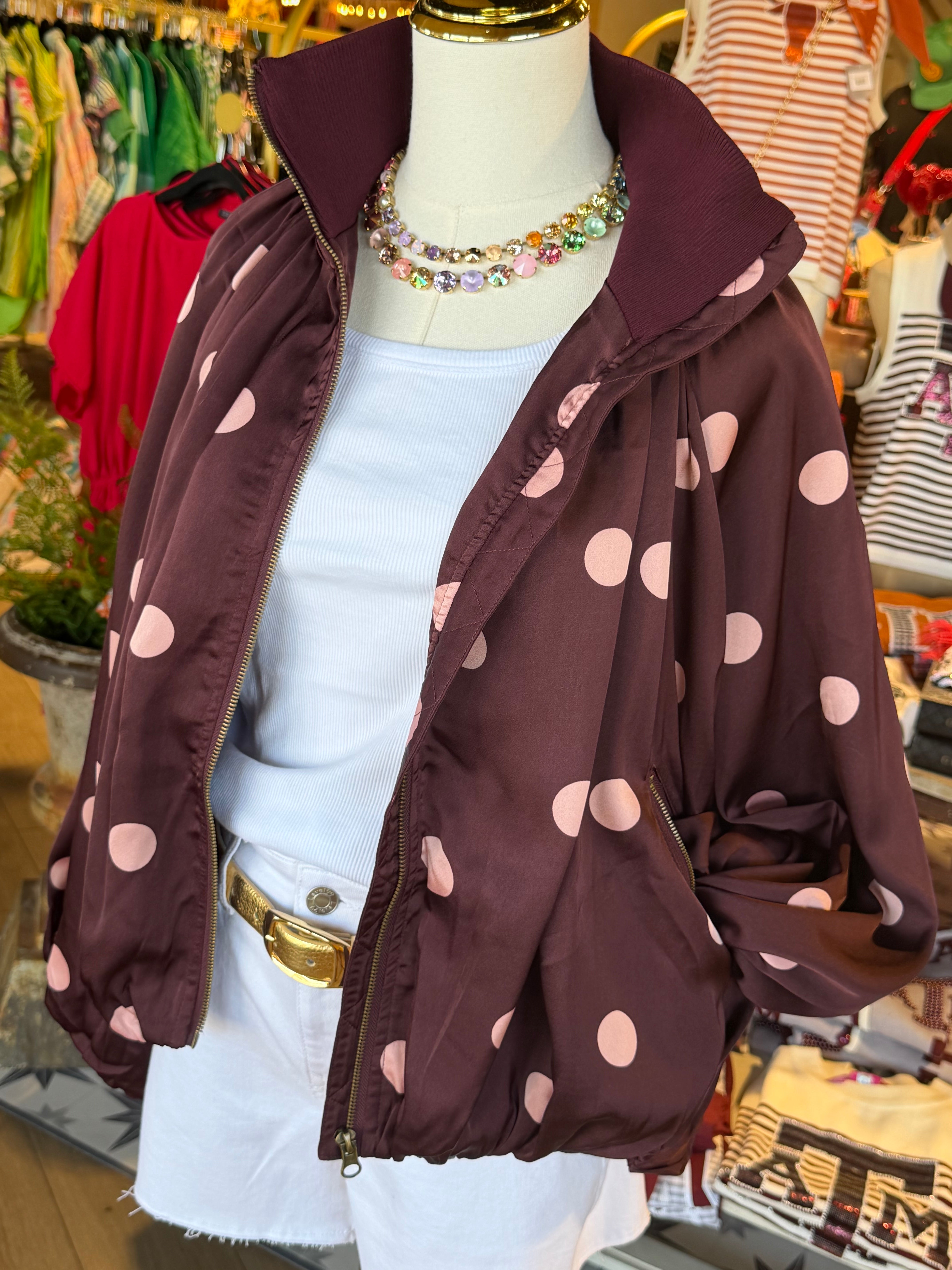 SATIN POLKADOT BUBBLE JACKET