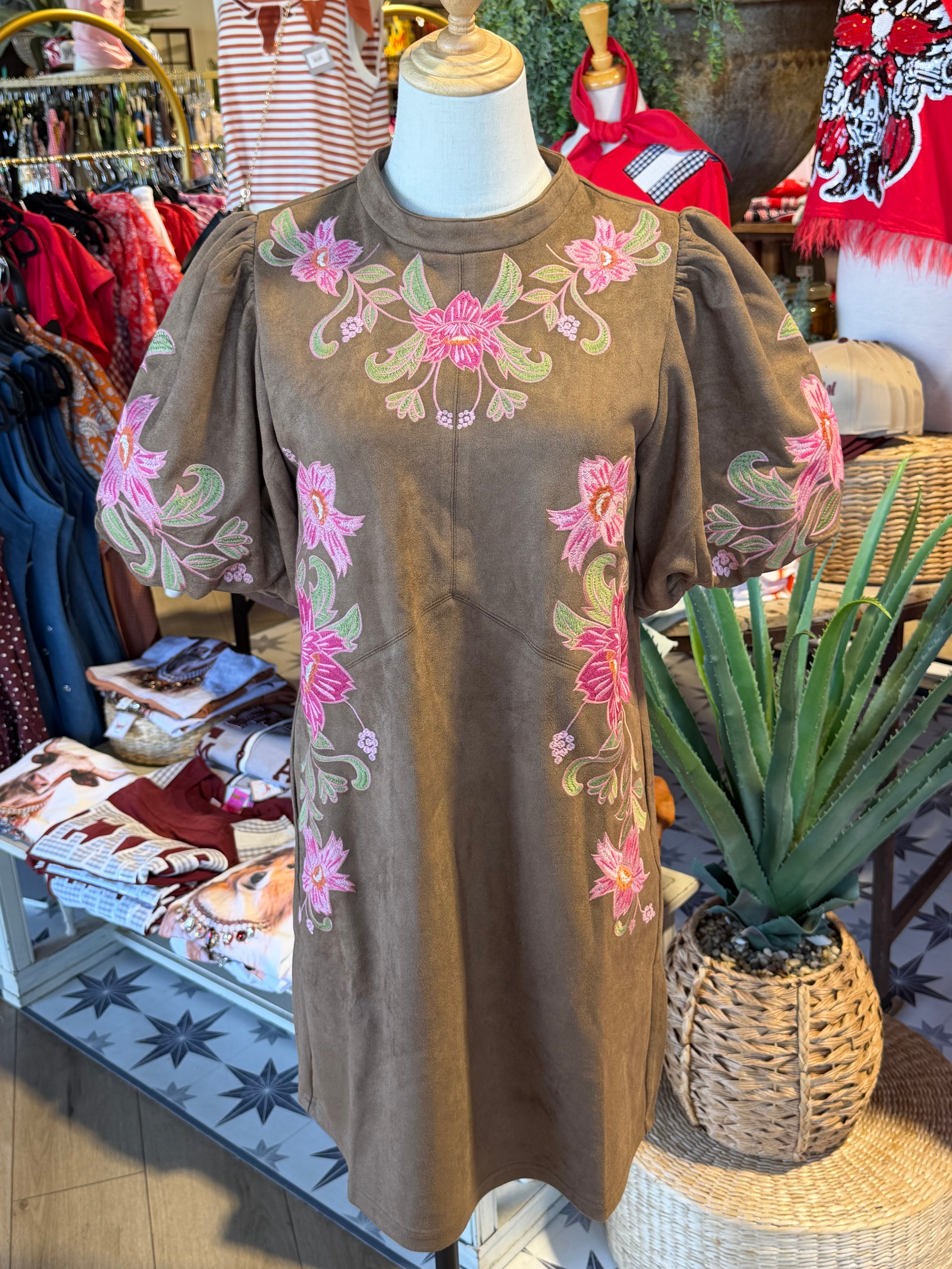 Floral Suede Dress