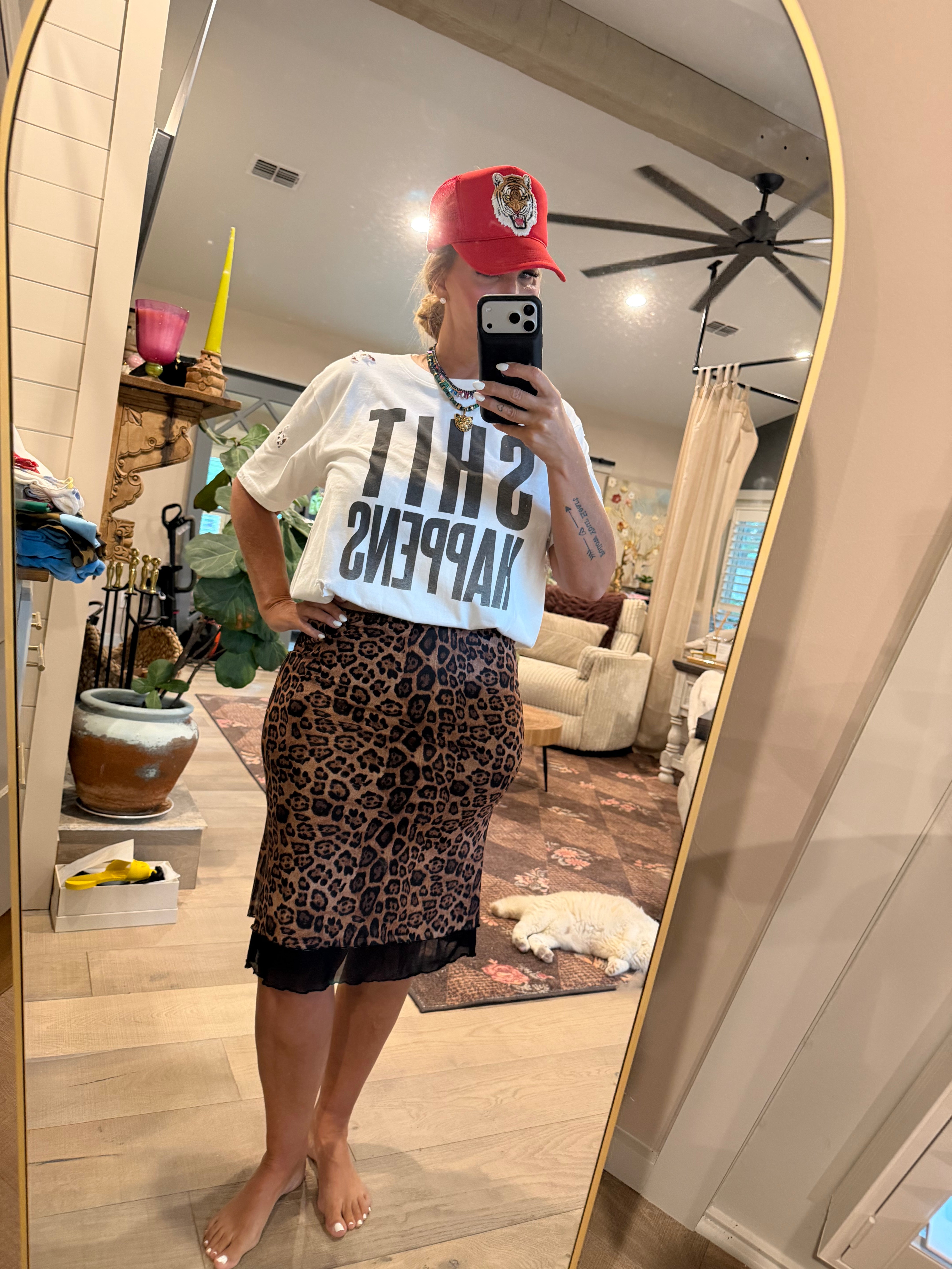 Suzi Leopard Mesh Midi Skirt