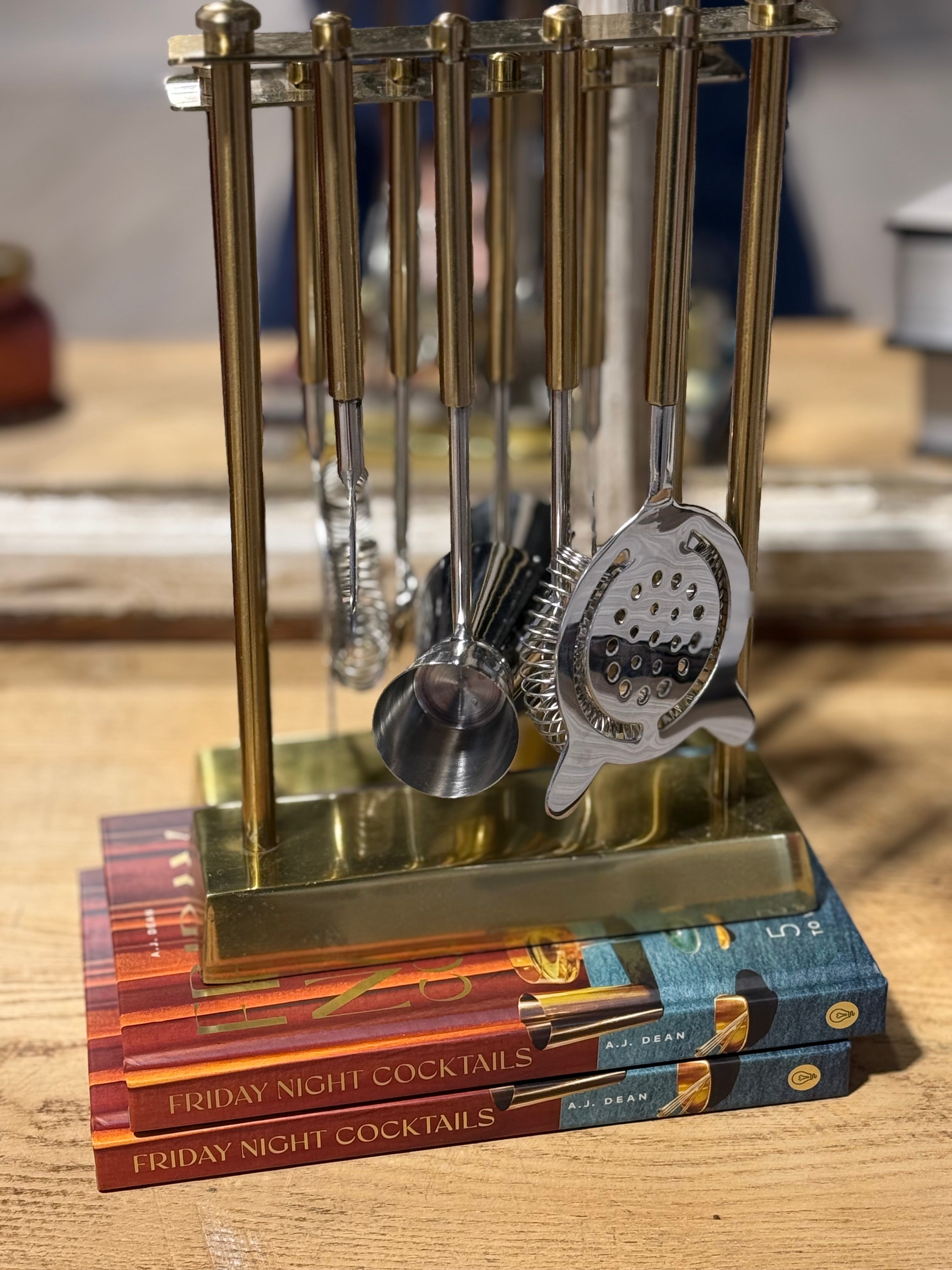 Gold Bartool Set with Stand