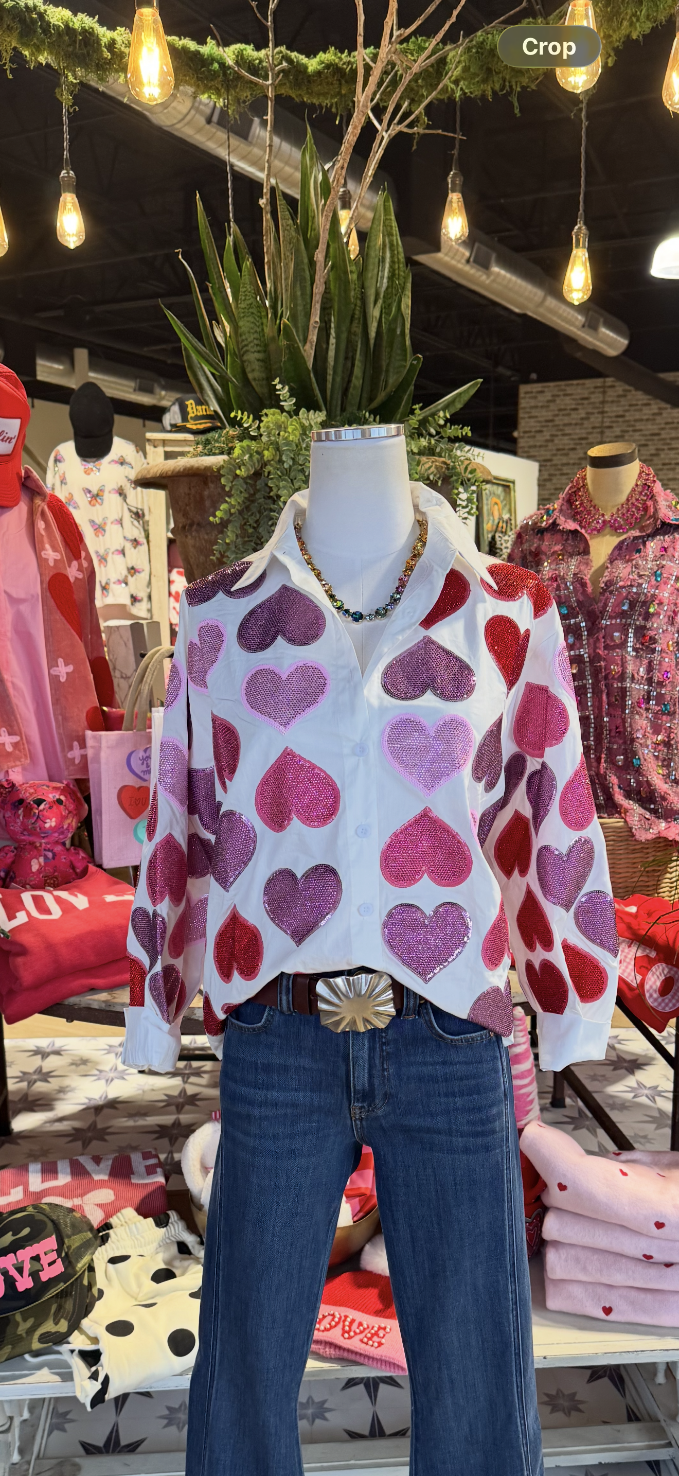 Cassidy Rhinestone Heart Top