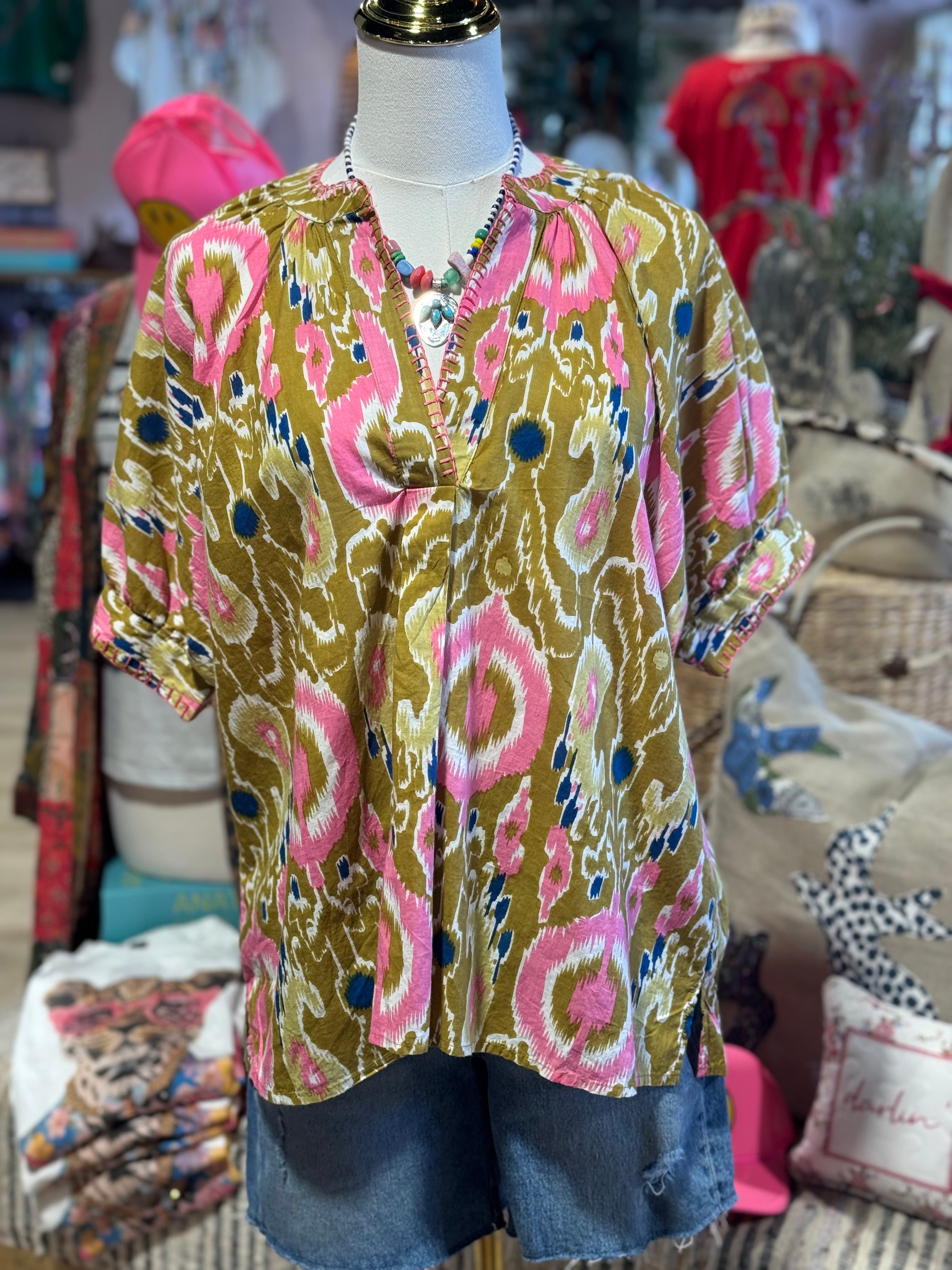 Ikat Rae Popover Top