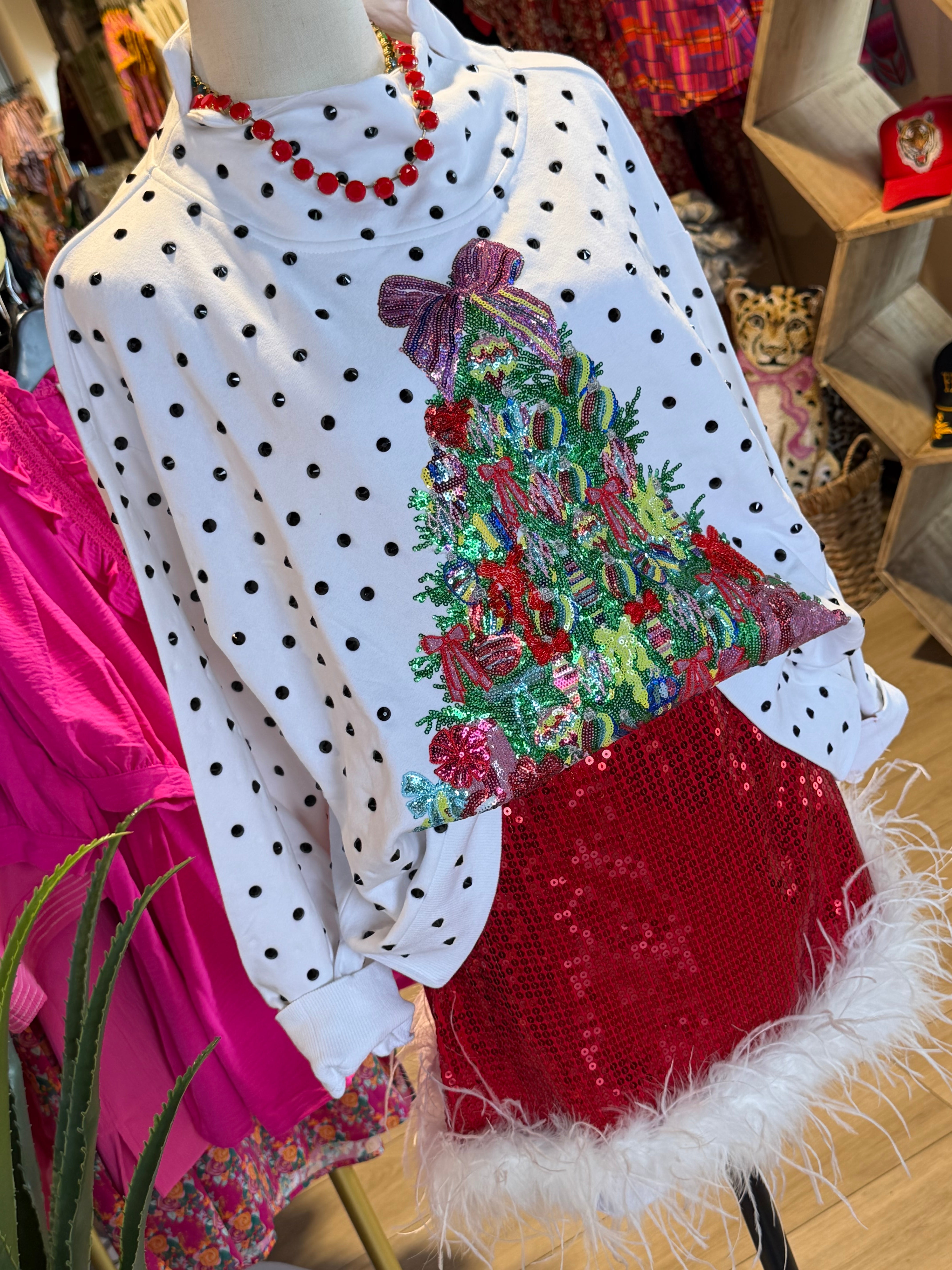 Christmas Tree Polka Dot Sweatshirt