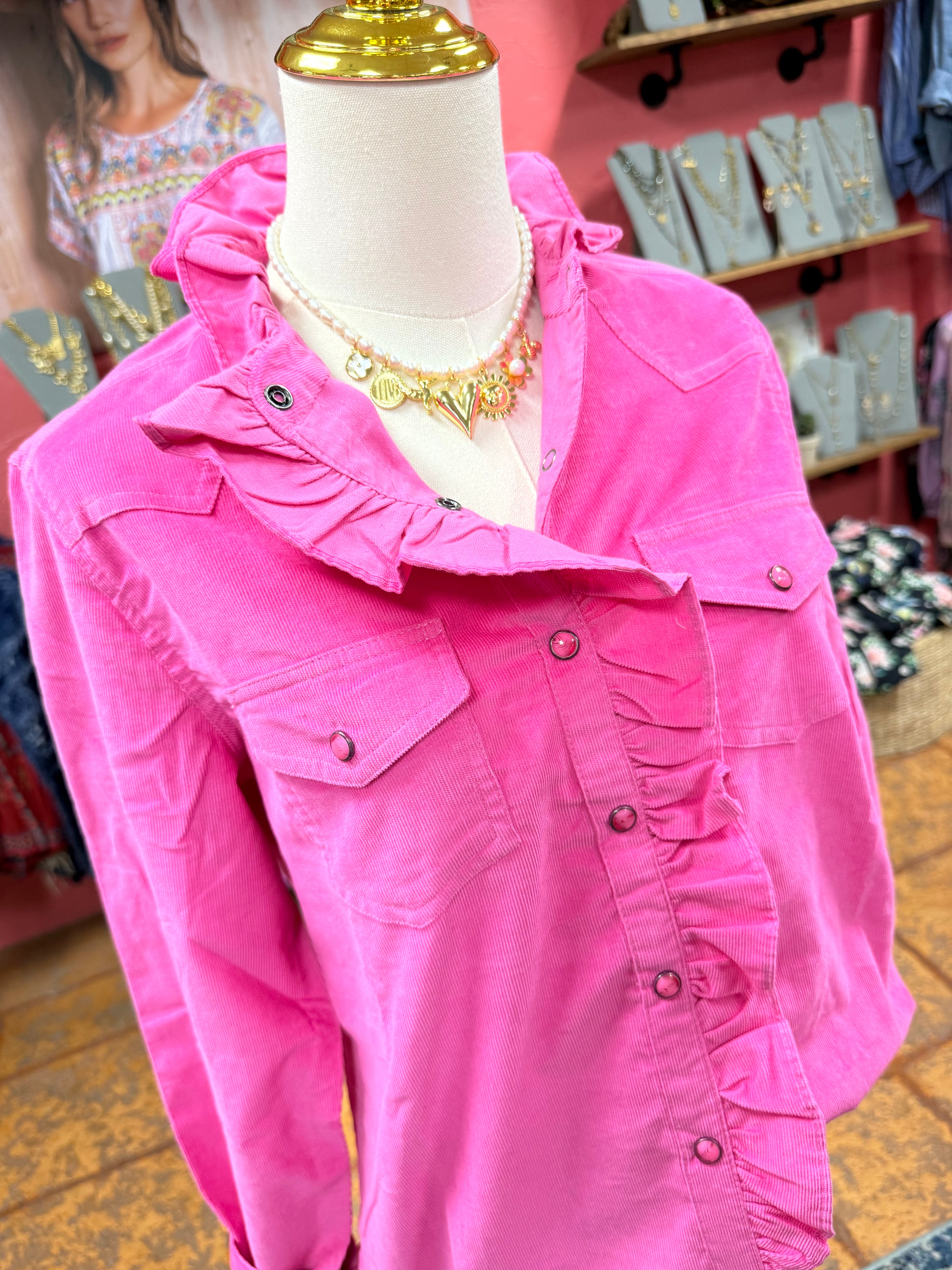 Pink Pearl Snap Top***