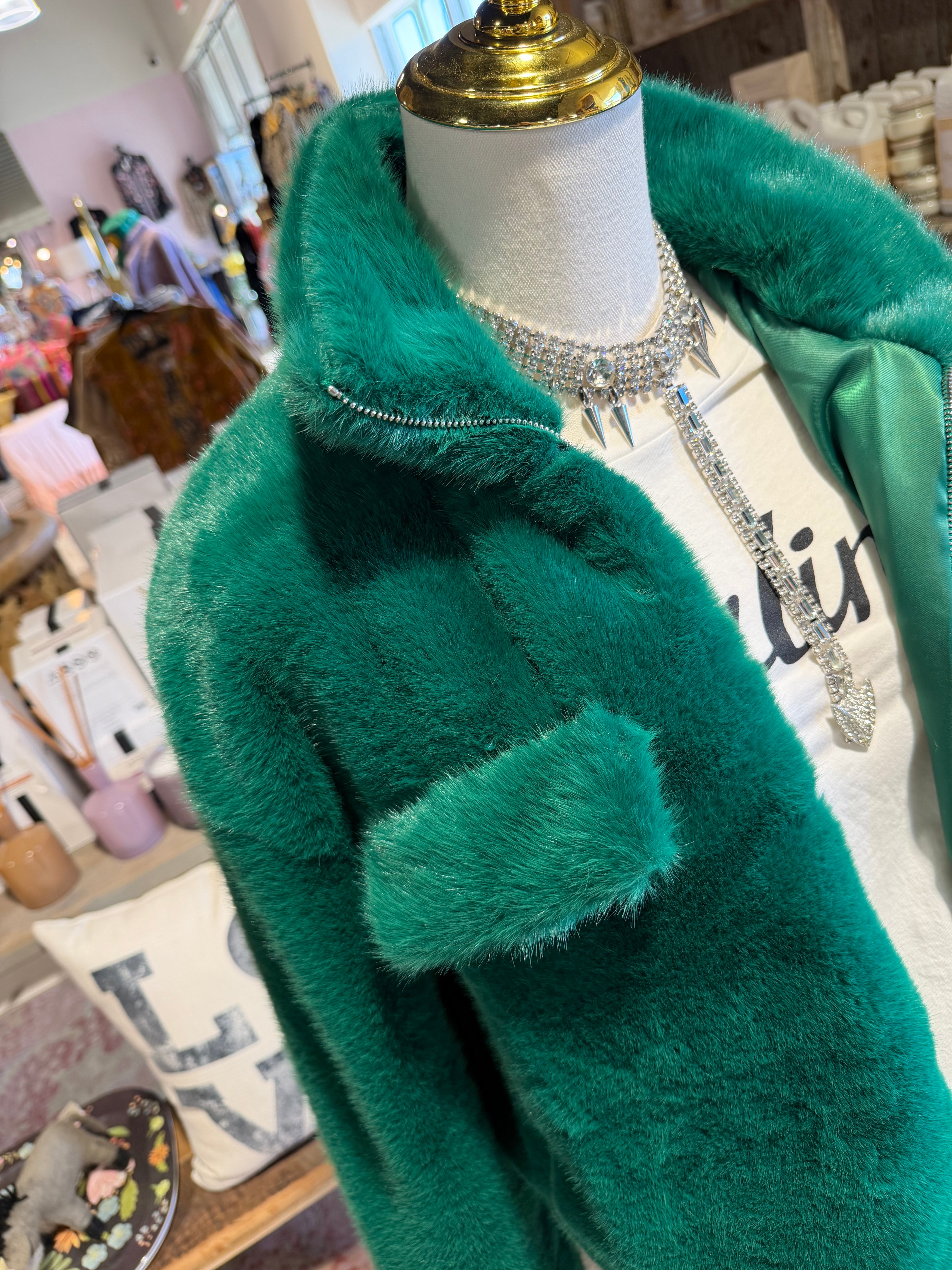 Fiona Emerald Fur Jacket