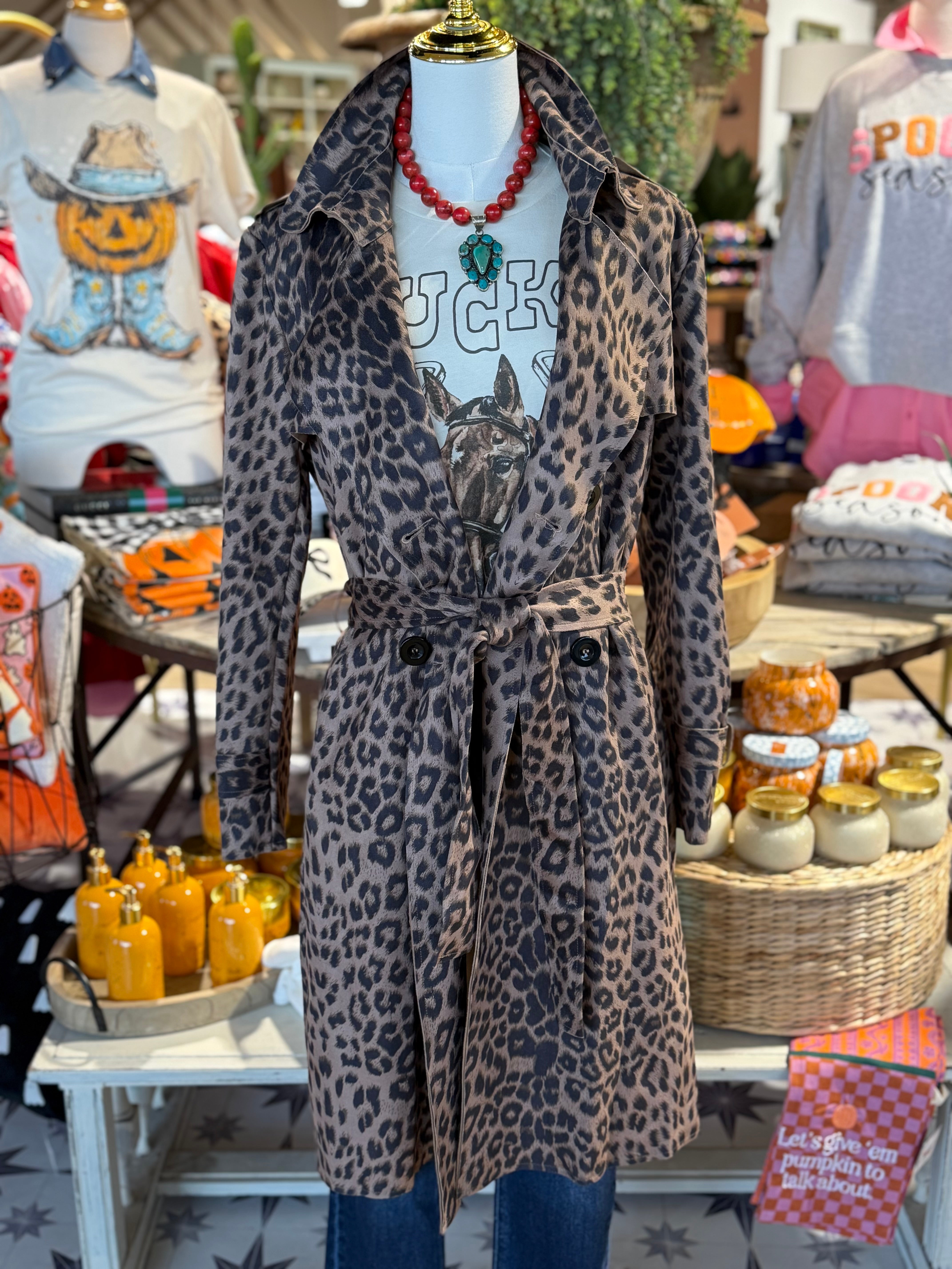 Leopard Suede Trench