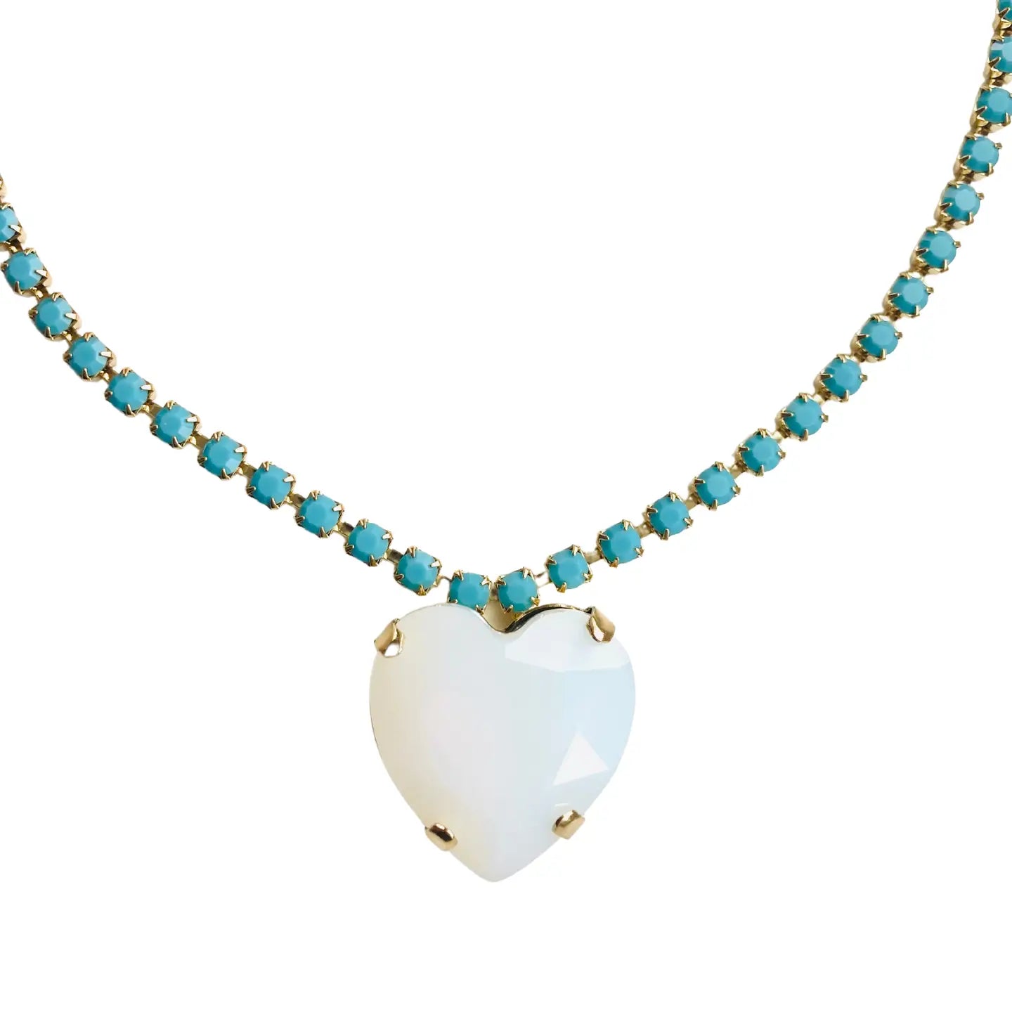 White Opal Heart Necklace